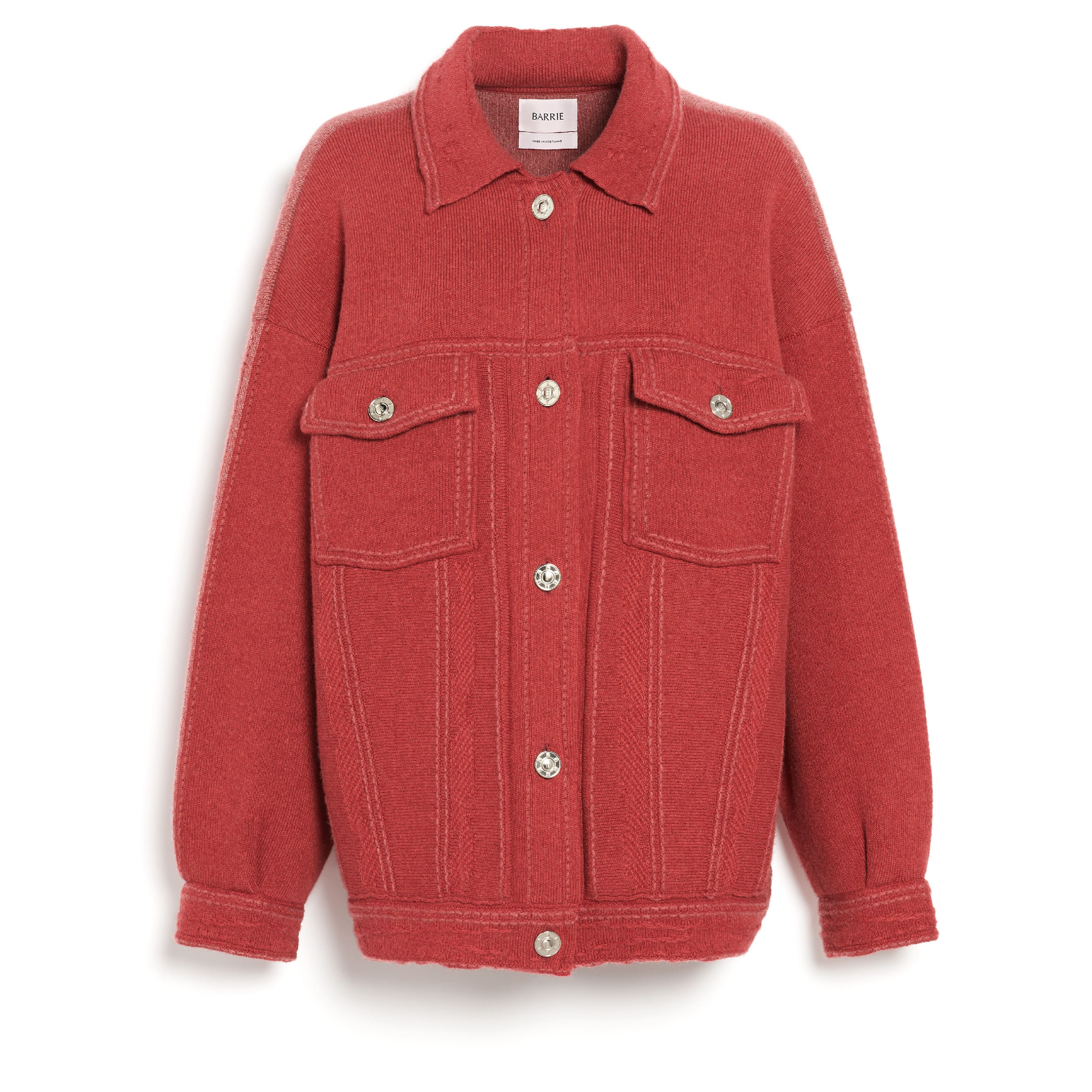 Denim patchwork oversized cashmere and cotton jacket