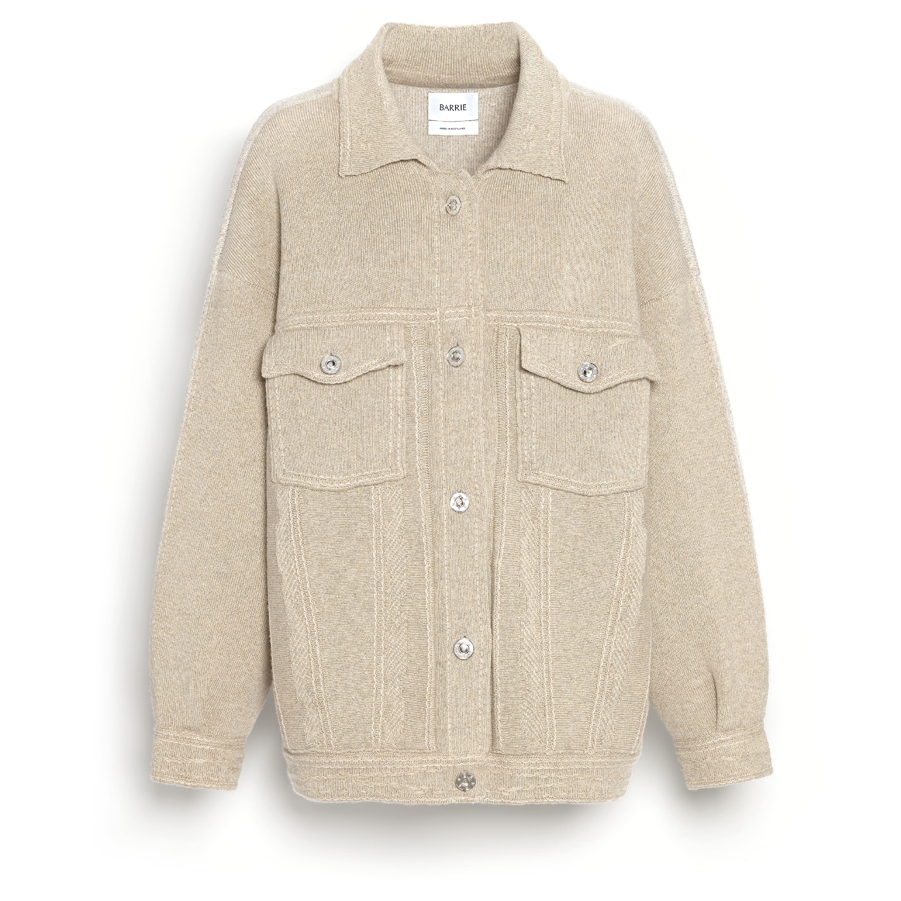 Denim patchwork oversized cashmere and cotton jacket