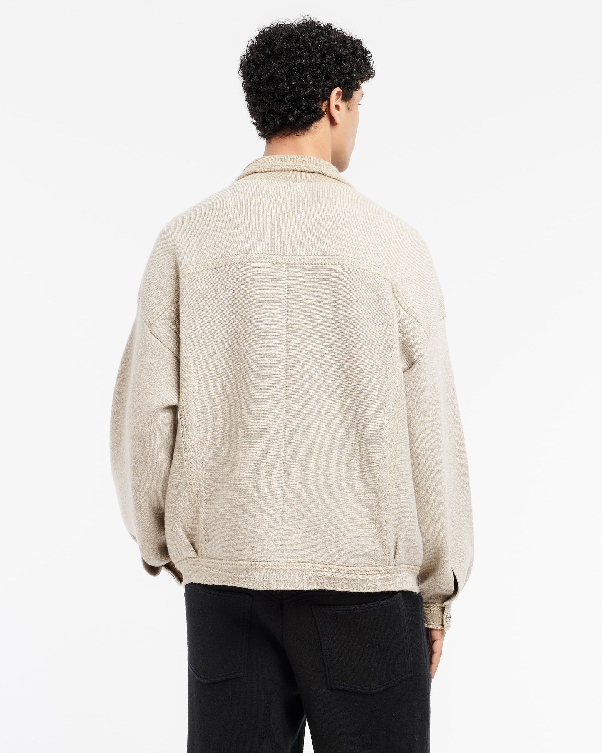 Denim oversized patchwork cashmere and cotton jacket | Barrie - Barrie