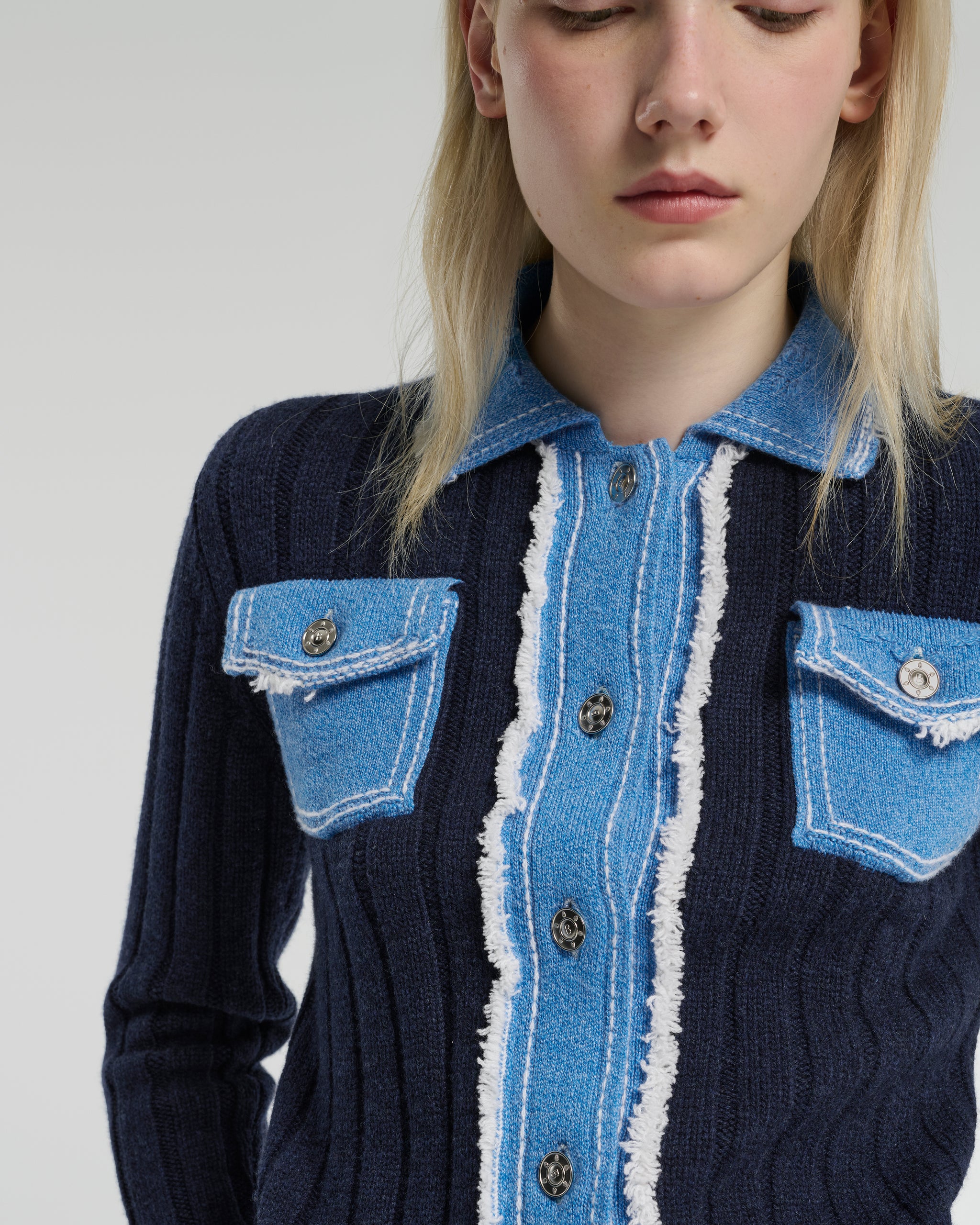 Denim jacket in ribbed knit | Barrie - Barrie