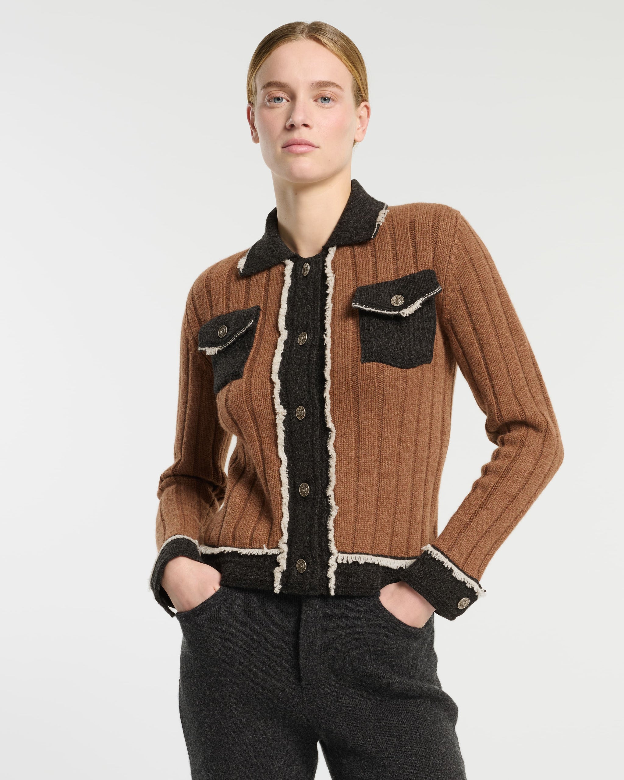 Denim jacket in ribbed knit | Barrie - Barrie