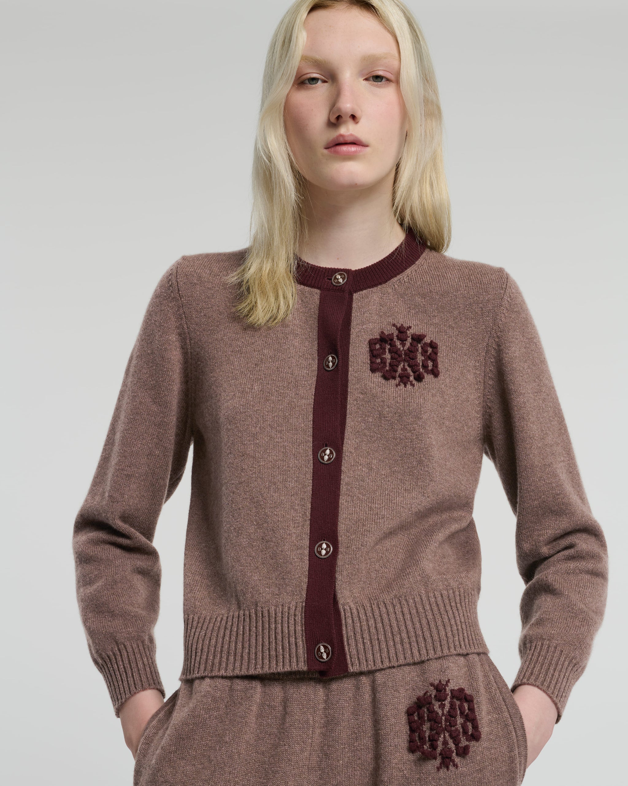 Marled cashmere cardigan with B logo | Barrie - Barrie