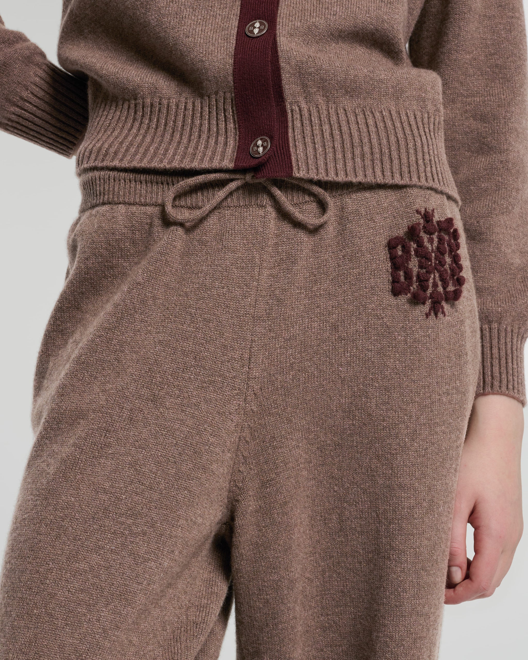 Marled cashmere trousers with B logo | Barrie - Barrie