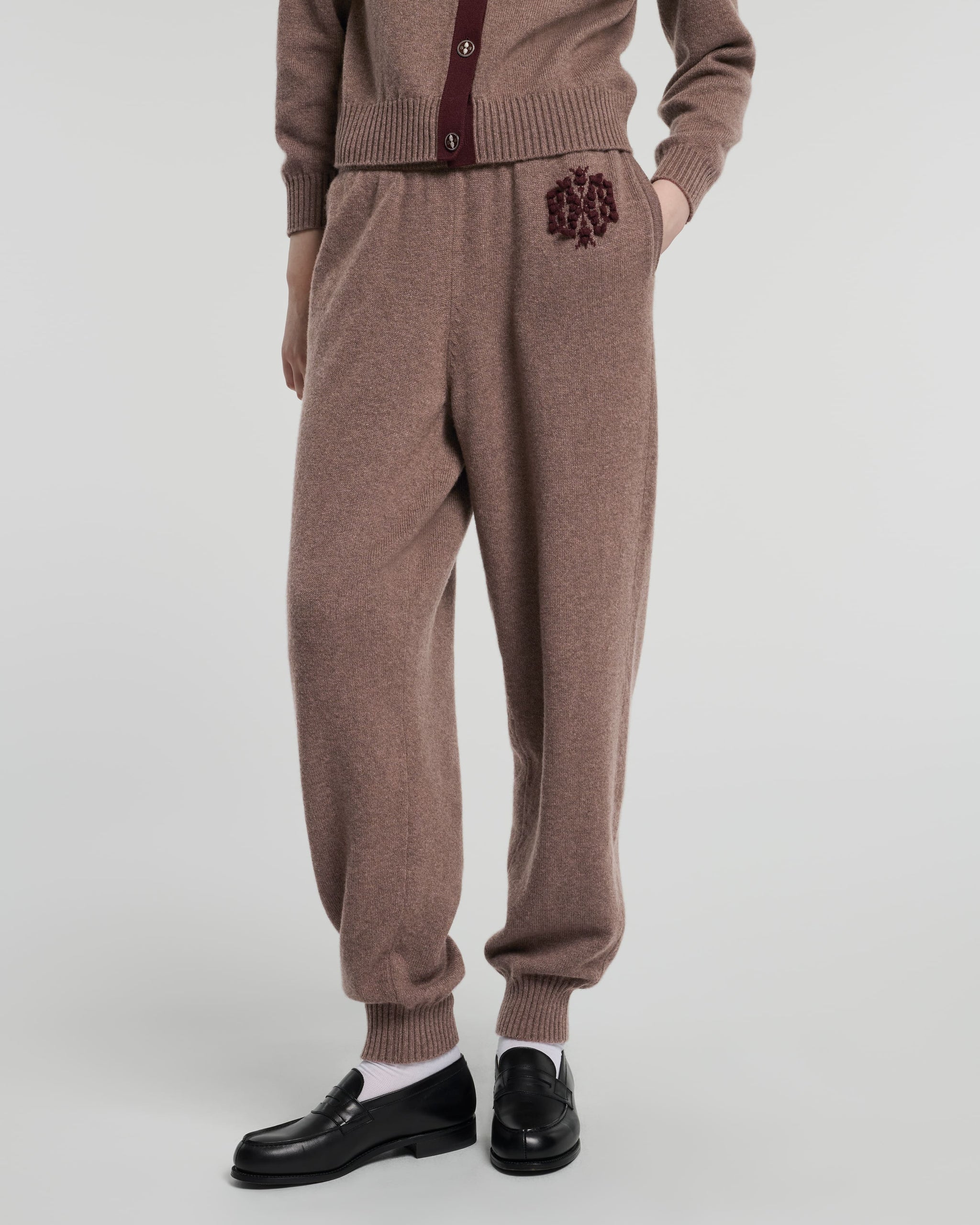 Marled cashmere trousers with B logo | Barrie - Barrie