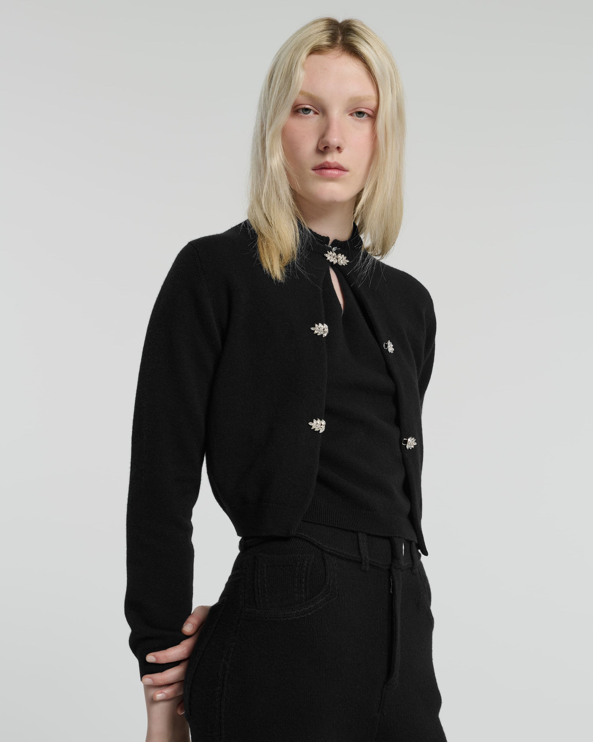 Cashmere cardigan with jewelled details | Barrie - Barrie