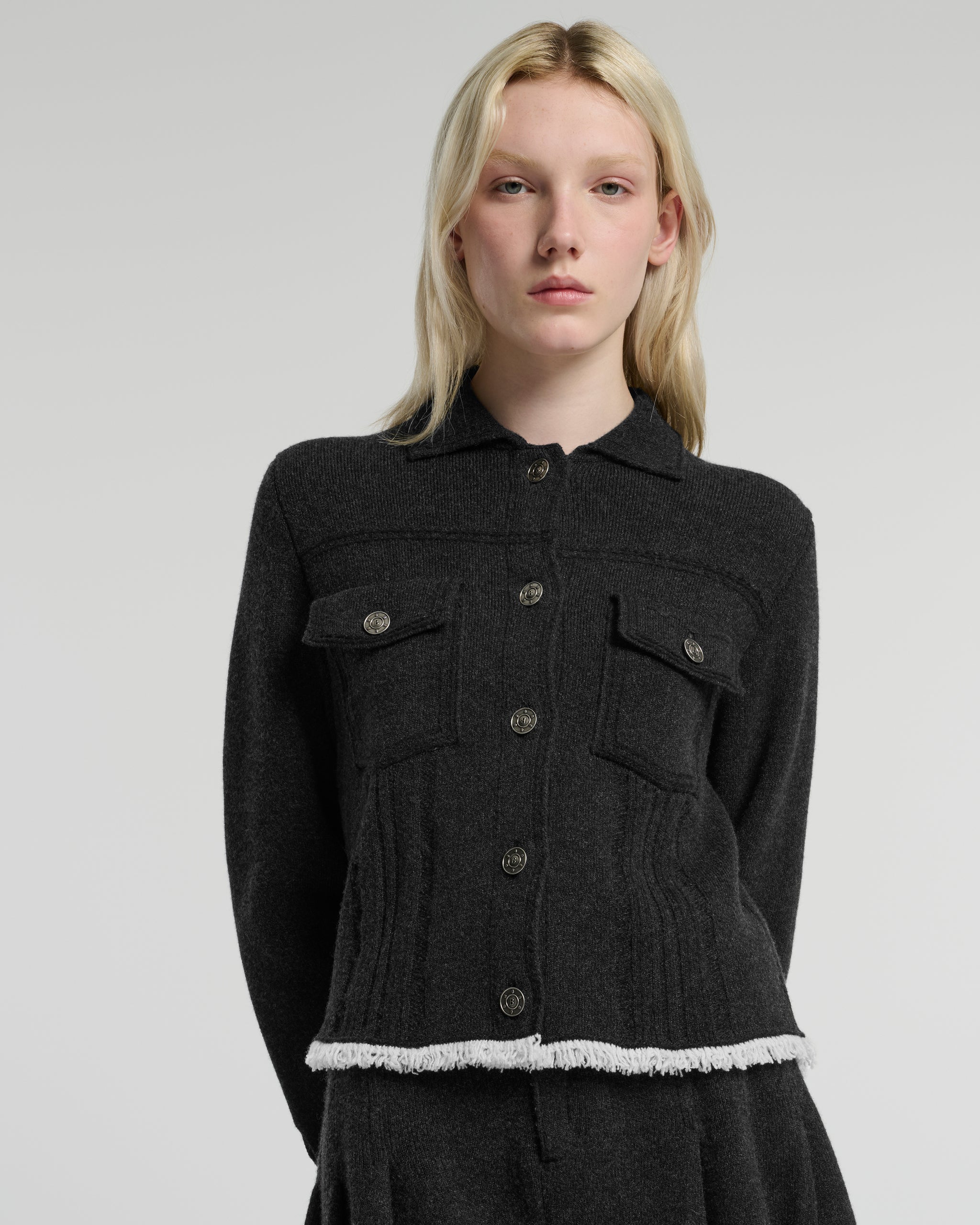 캐시미어 & 면 주름진 등 데님 재킷 | Barrie - Barrie