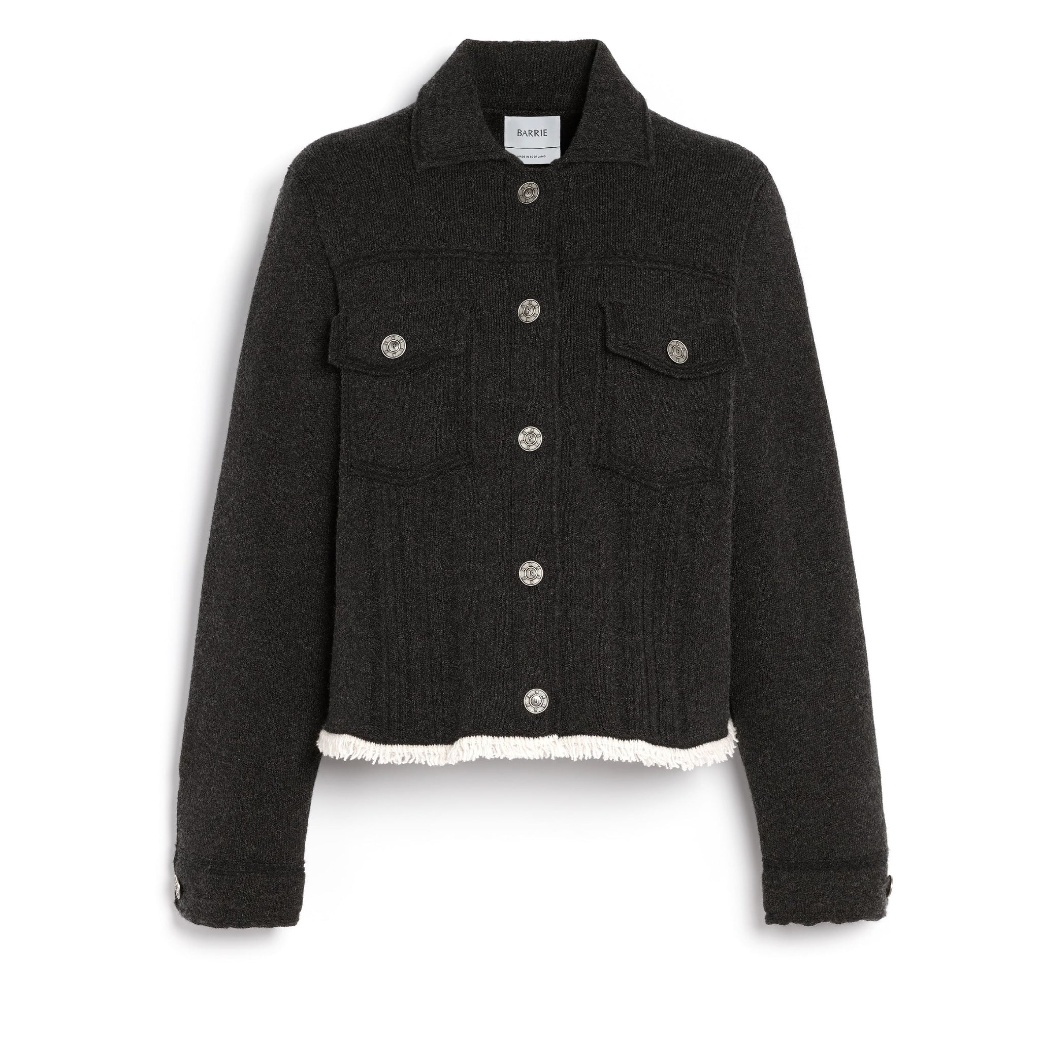 Denim jacket with pleated back in cashmere and cotton | Barrie - Barrie