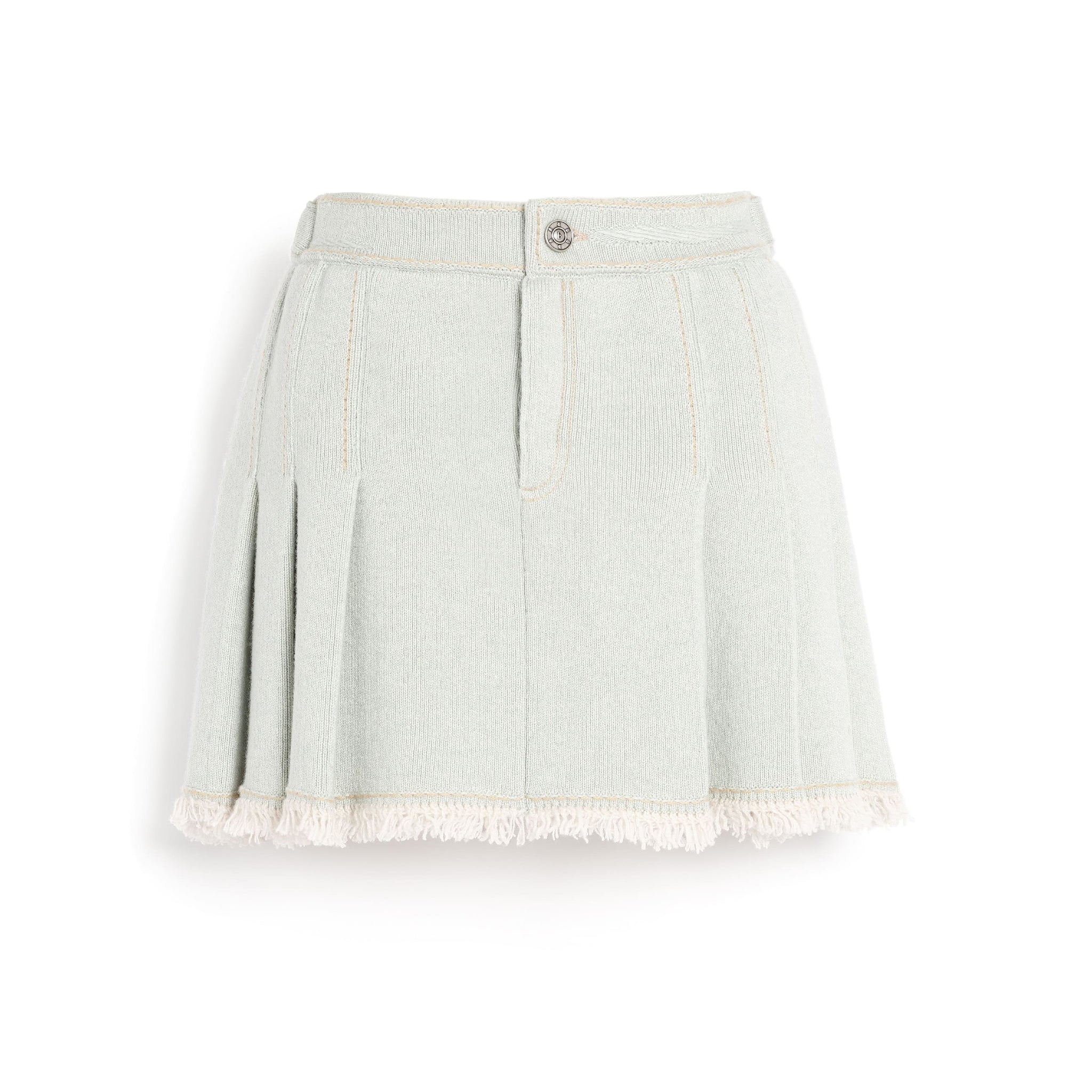 Denim skirt with pleated back in cashmere and cotton - Barrie