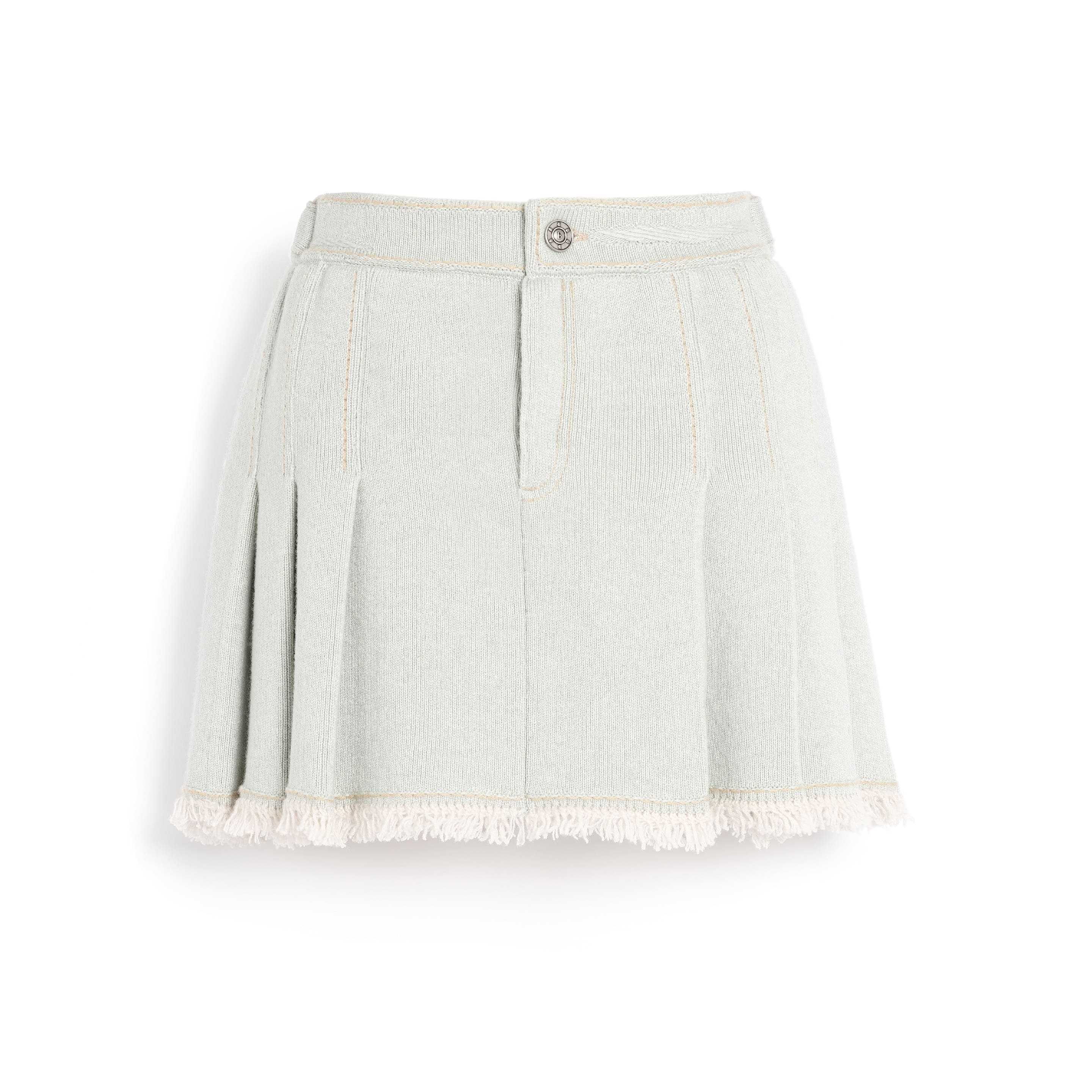Denim skirt with pleated back in cashmere and cotton