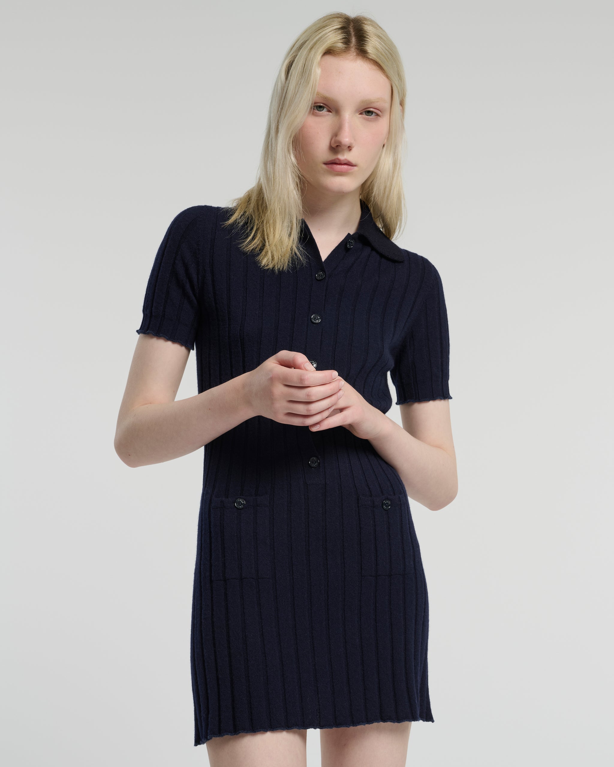 Ribbed cashmere short dress | Barrie - Barrie