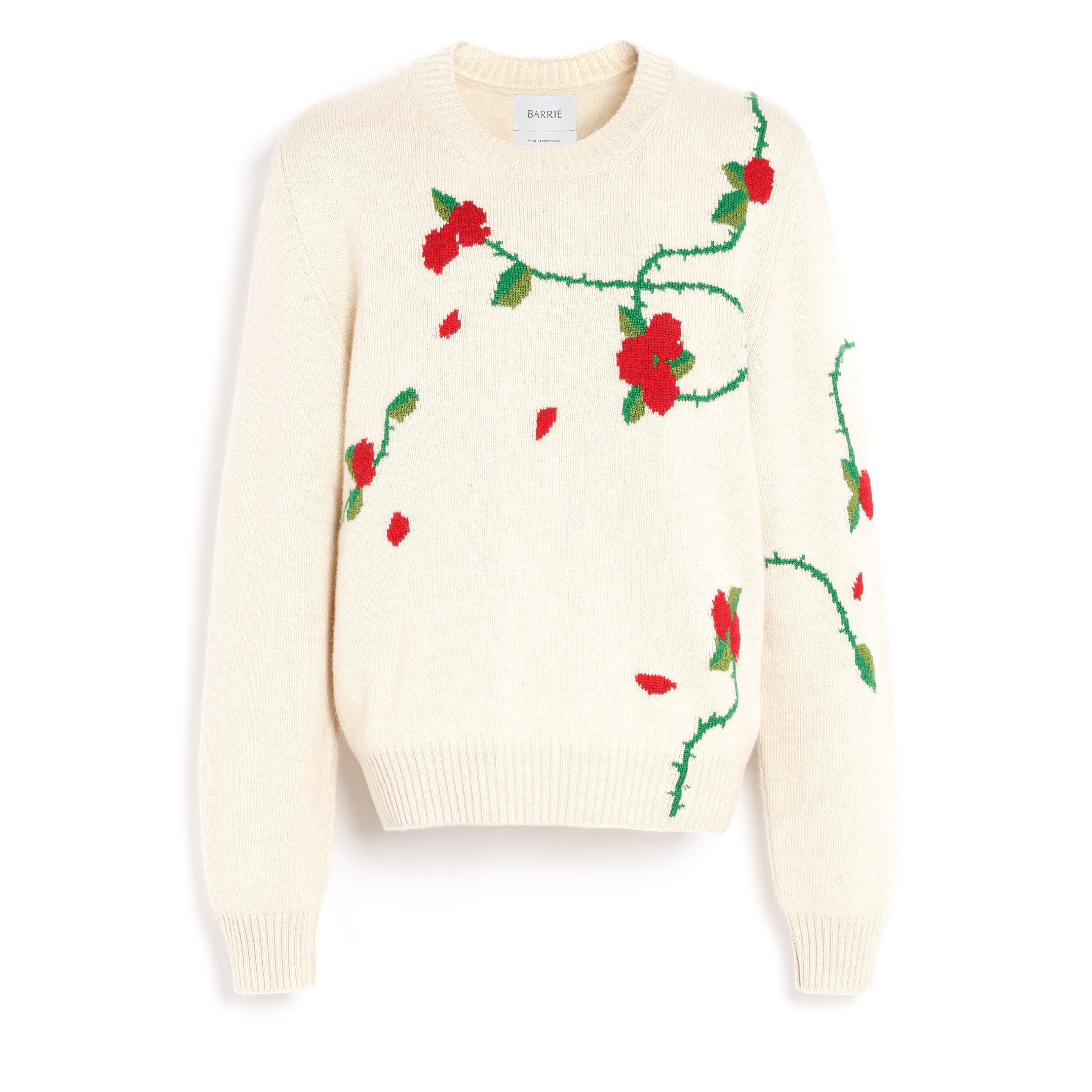 Pull en cachemire à motif fleuri