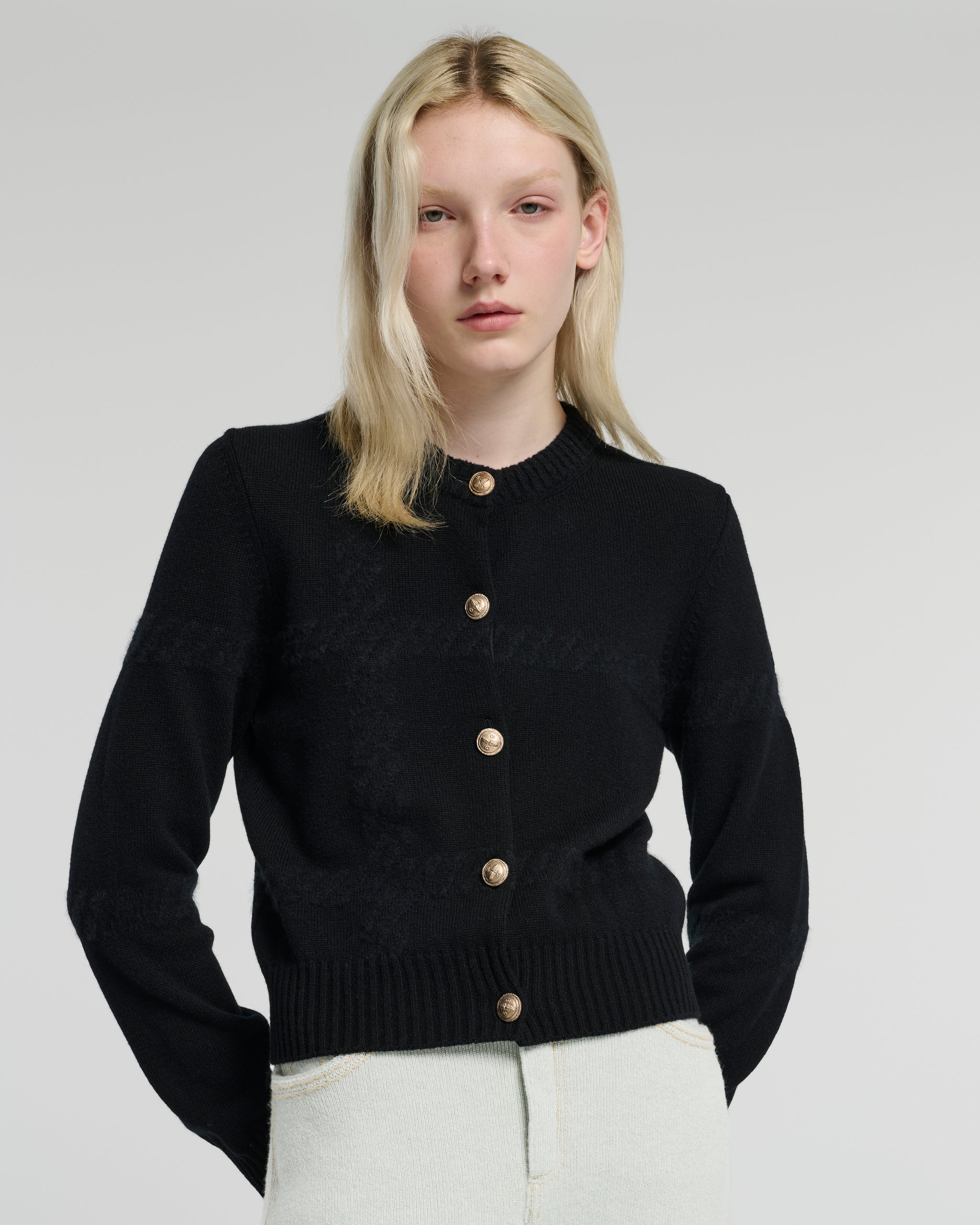 Cashmere cardigan with a tartan motif | Barrie - Barrie