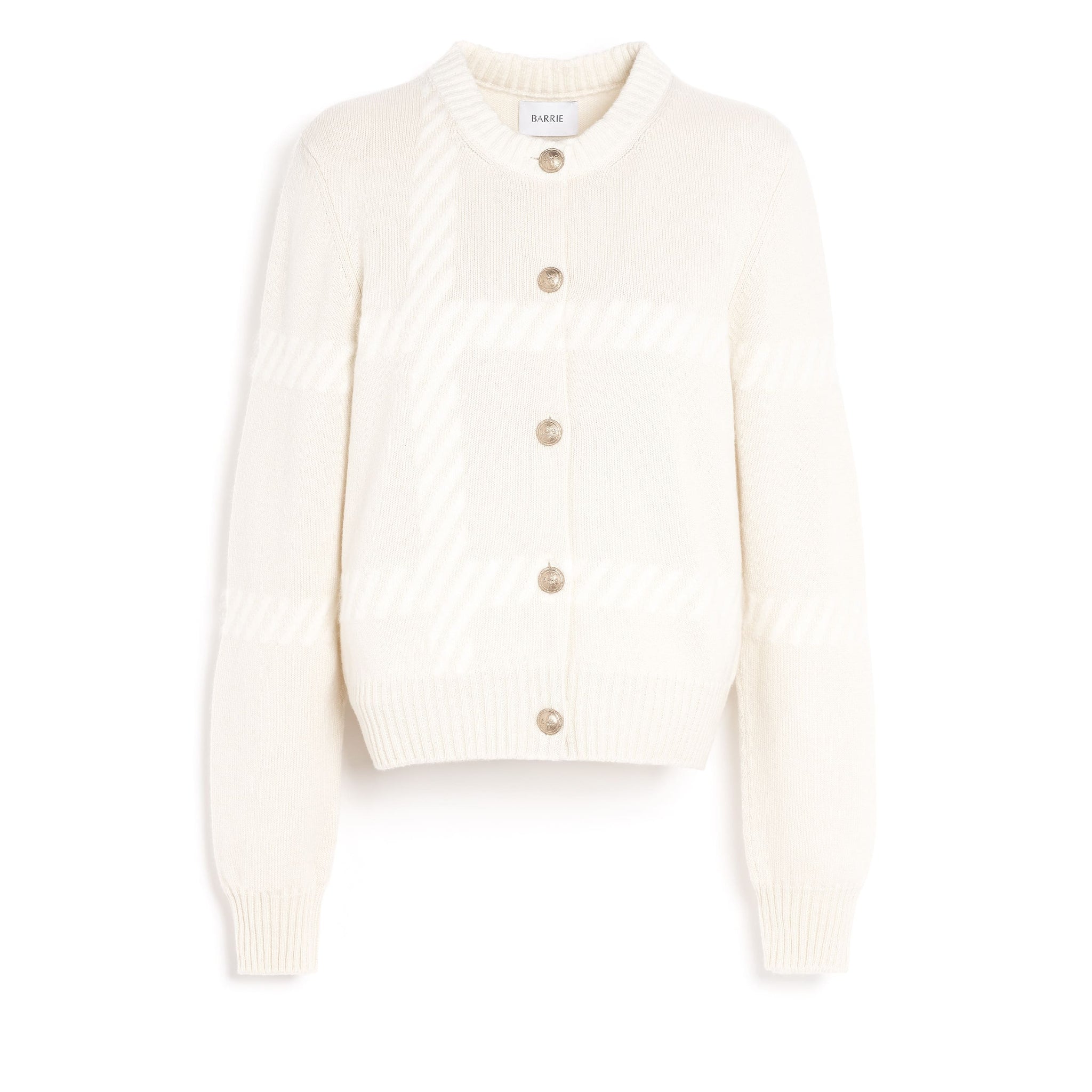 Cashmere cardigan with a tartan motif - Barrie