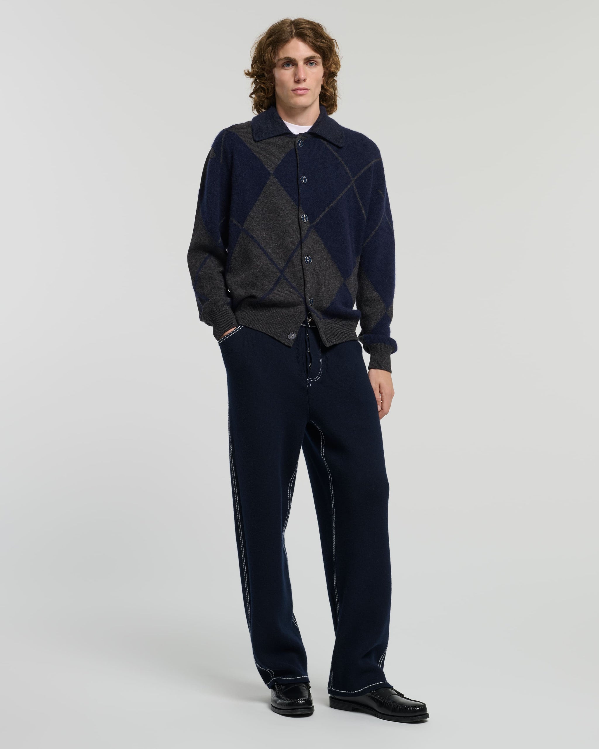 타탄 모티프 캐시미어 소재 카디건 | Barrie - Barrie