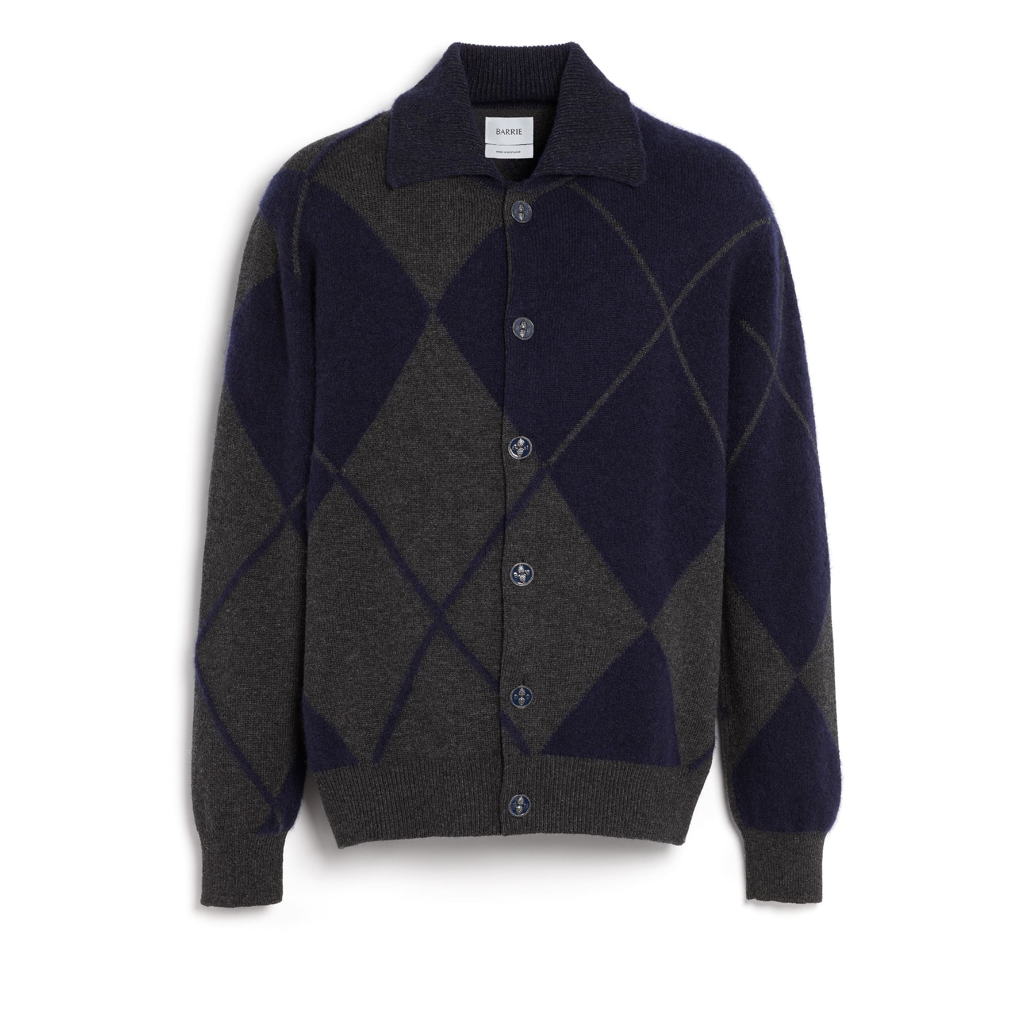 타탄 모티프 캐시미어 소재 카디건 - Barrie