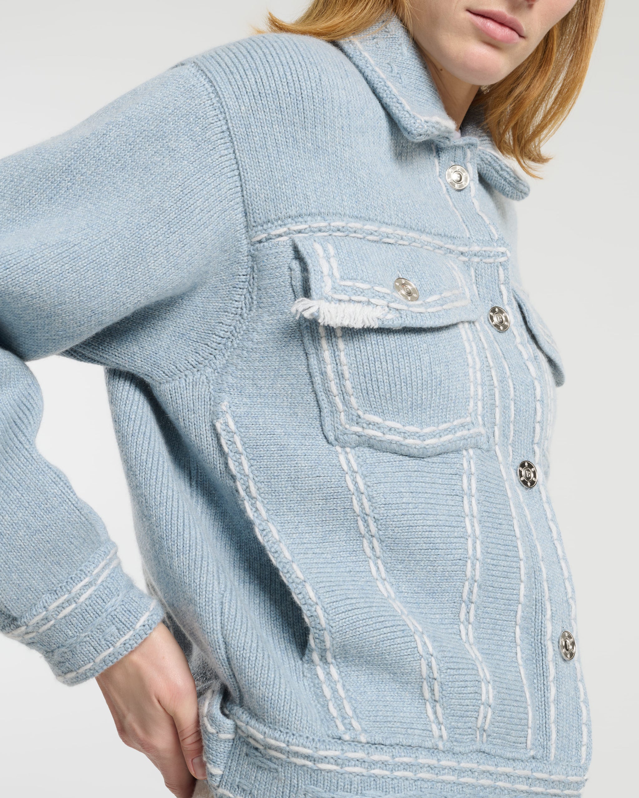 봄버 스타일 두툼한 데님 재킷 | Barrie - Barrie