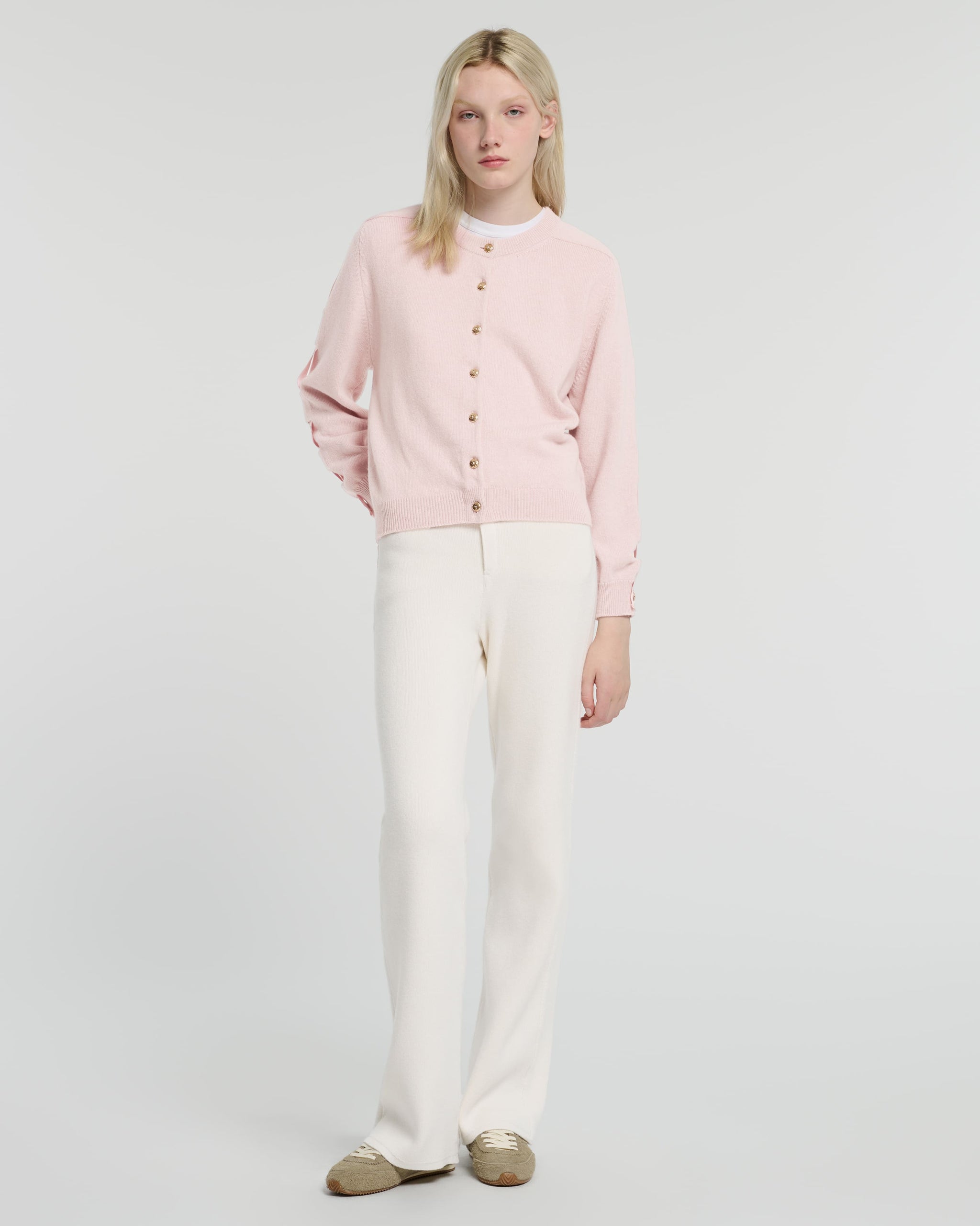 Wool cardigan with ribbon on the sleeves | Barrie - Barrie