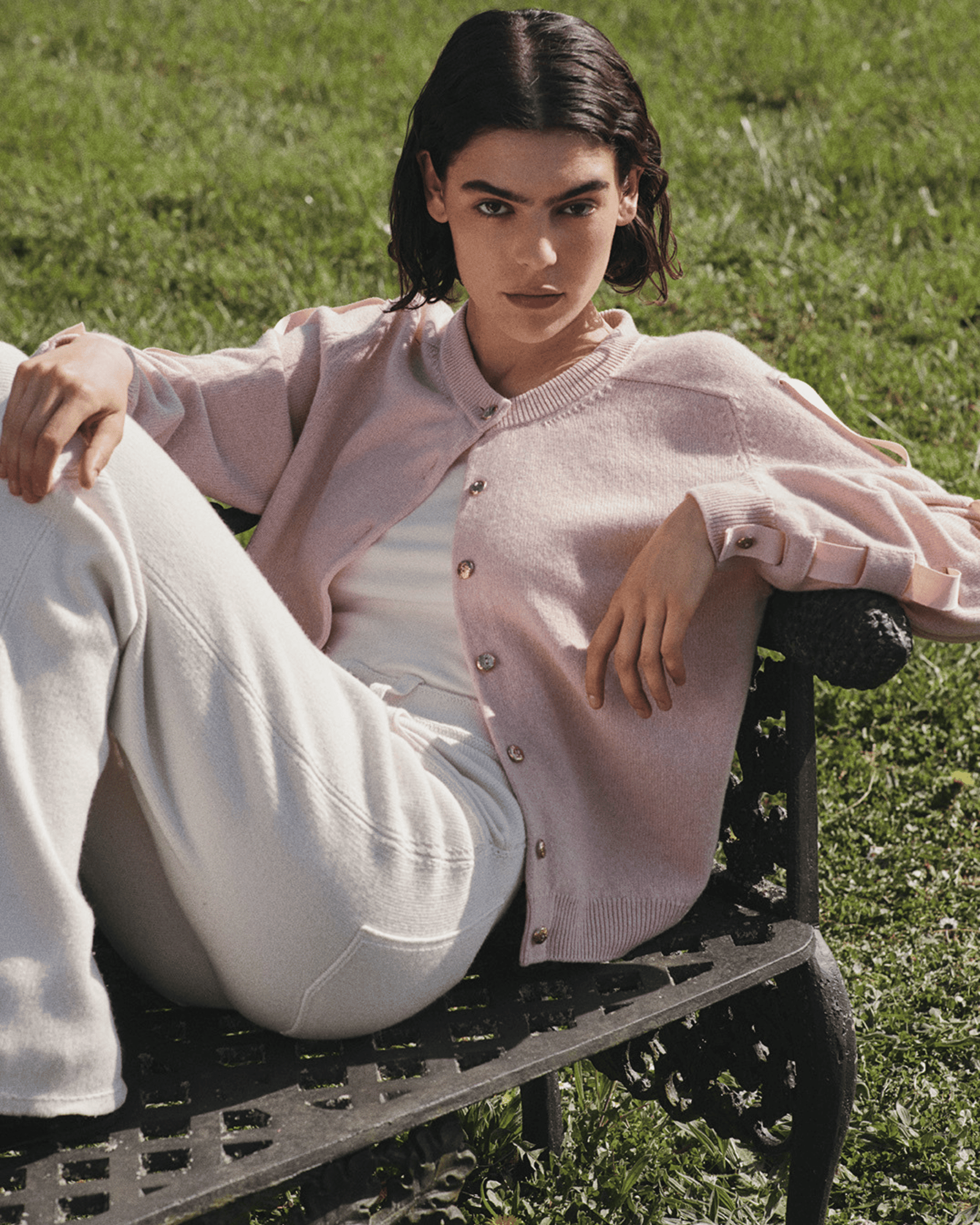 Wool cardigan with ribbon on the sleeves | Barrie - Barrie