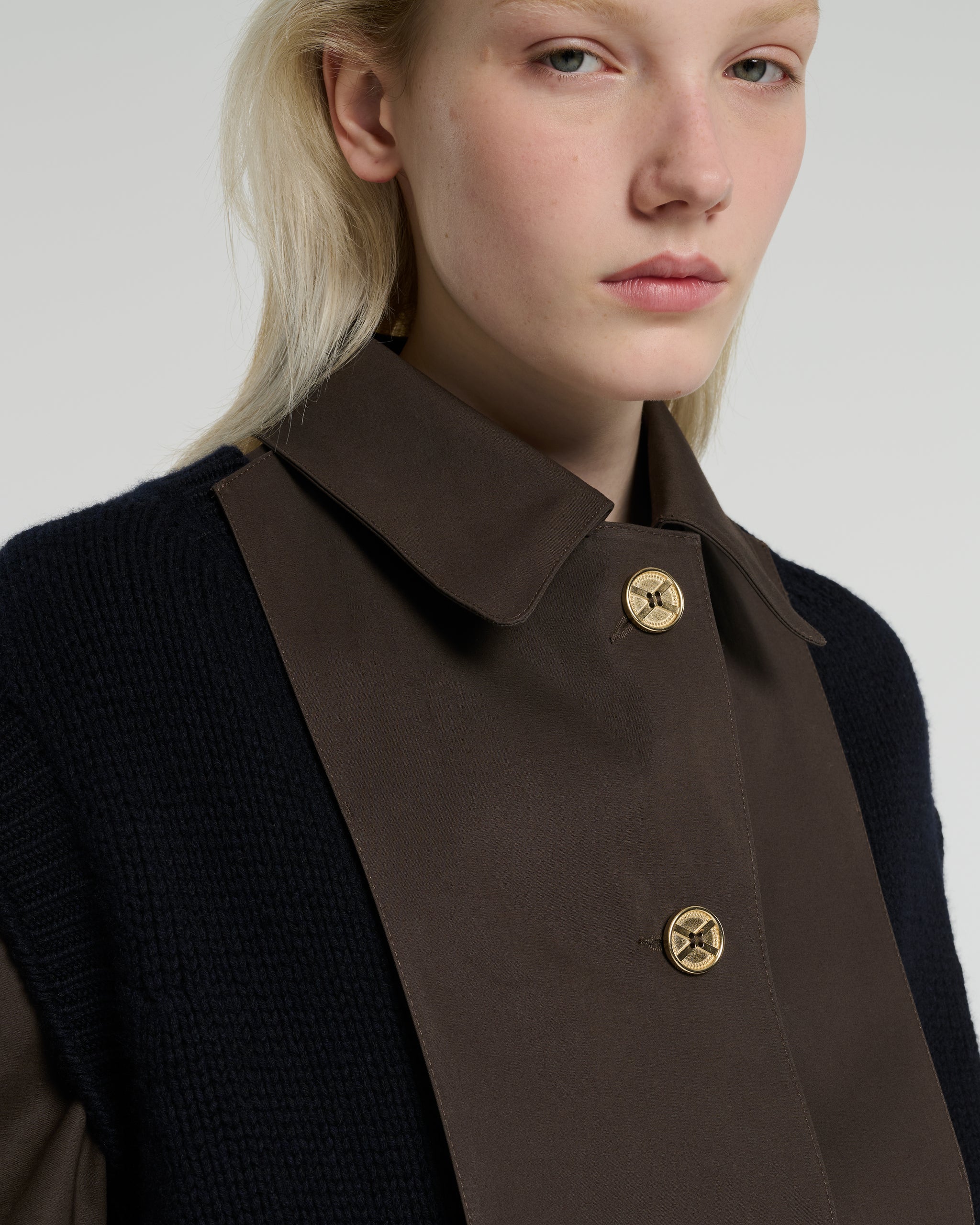 Manteau court avec gilet en cachemire superposé | Barrie - Barrie