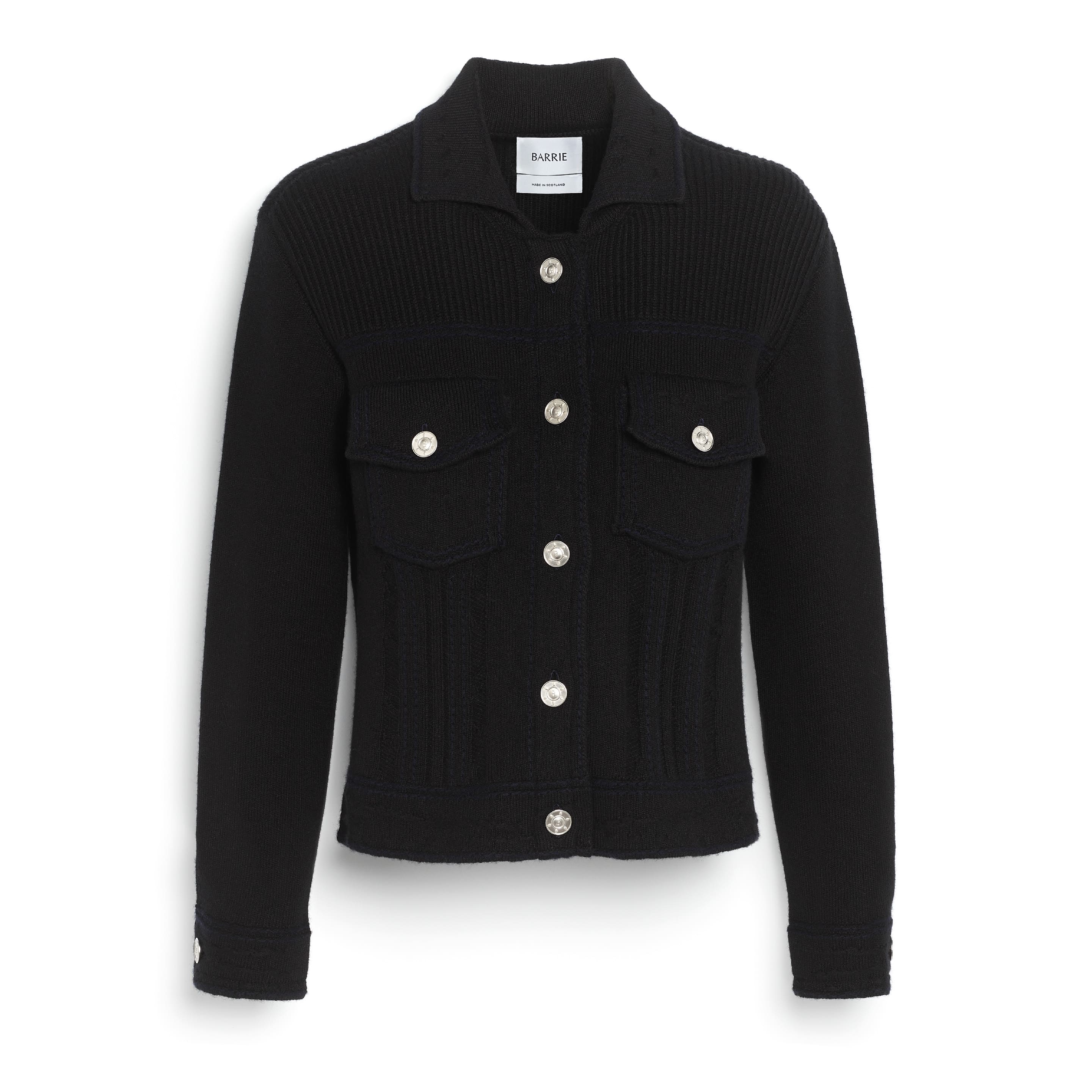 Denim fitted cashmere and cotton jacket