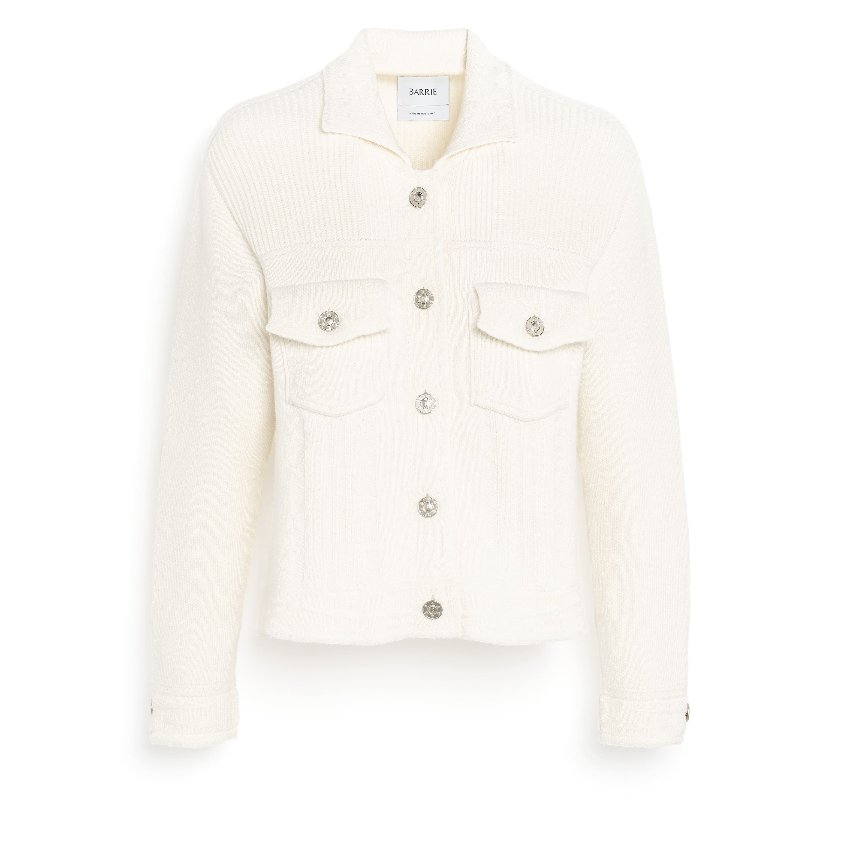 Denim fitted cashmere and cotton jacket