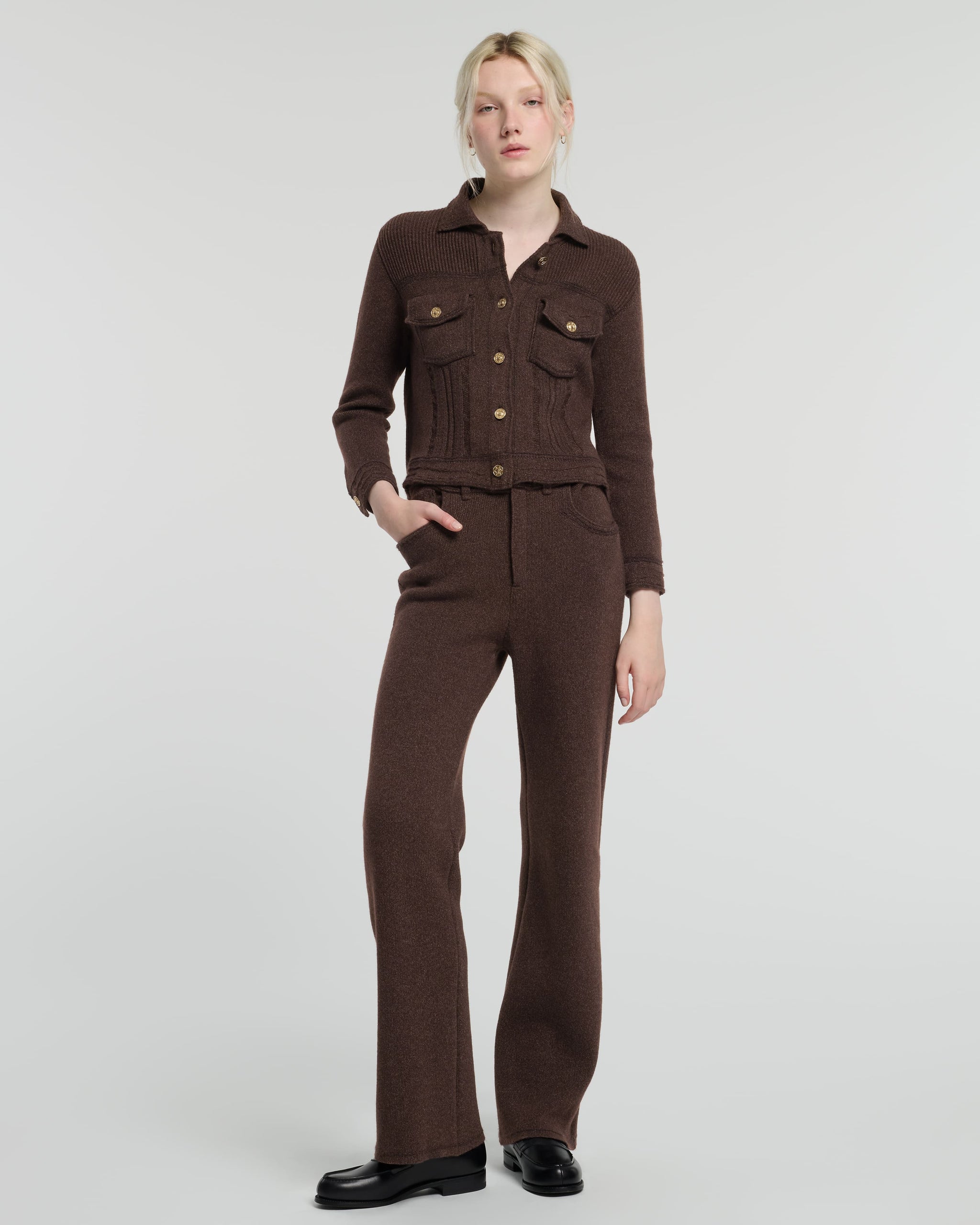 Denim fitted cashmere and cotton jacket | Barrie - Barrie