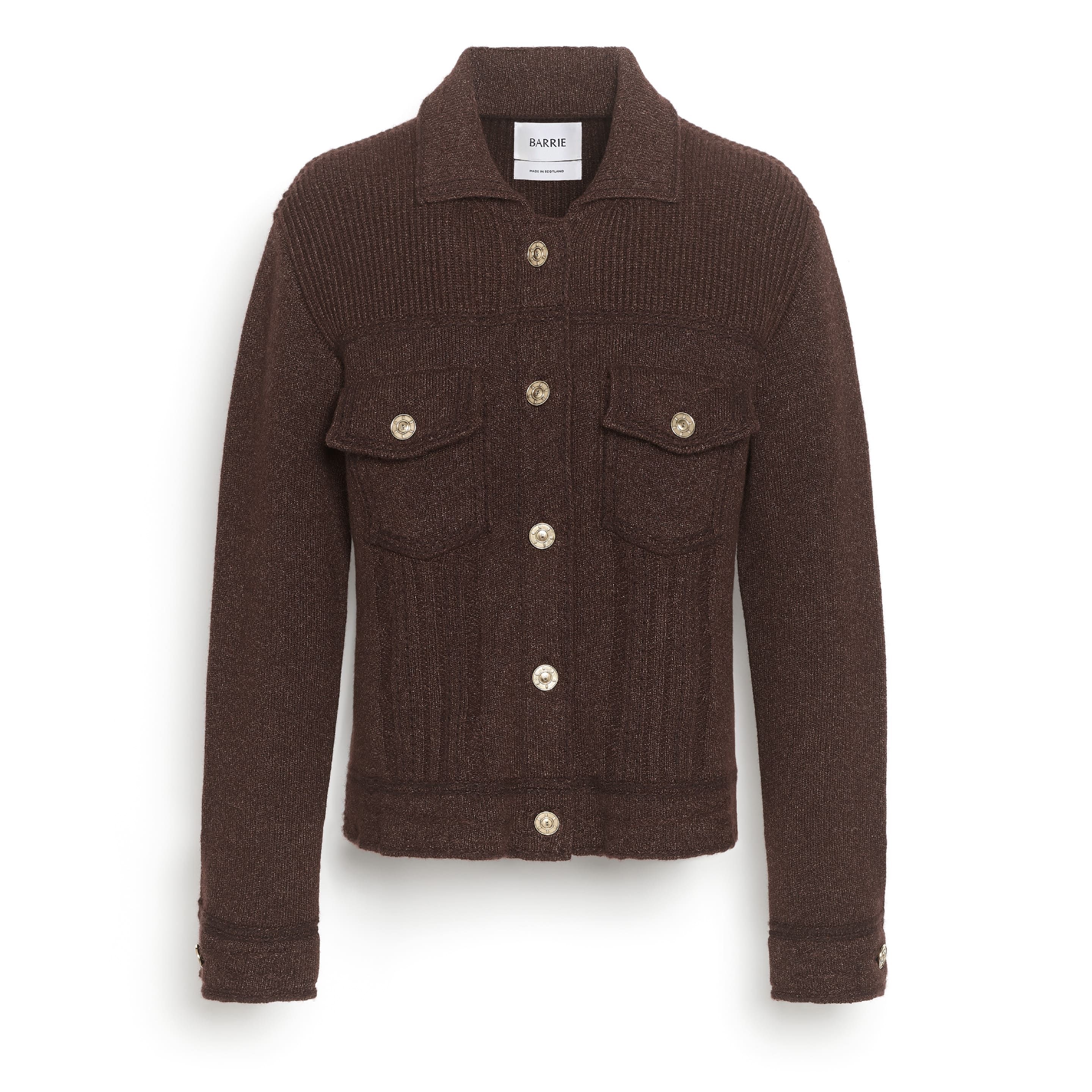 Denim fitted cashmere and cotton jacket