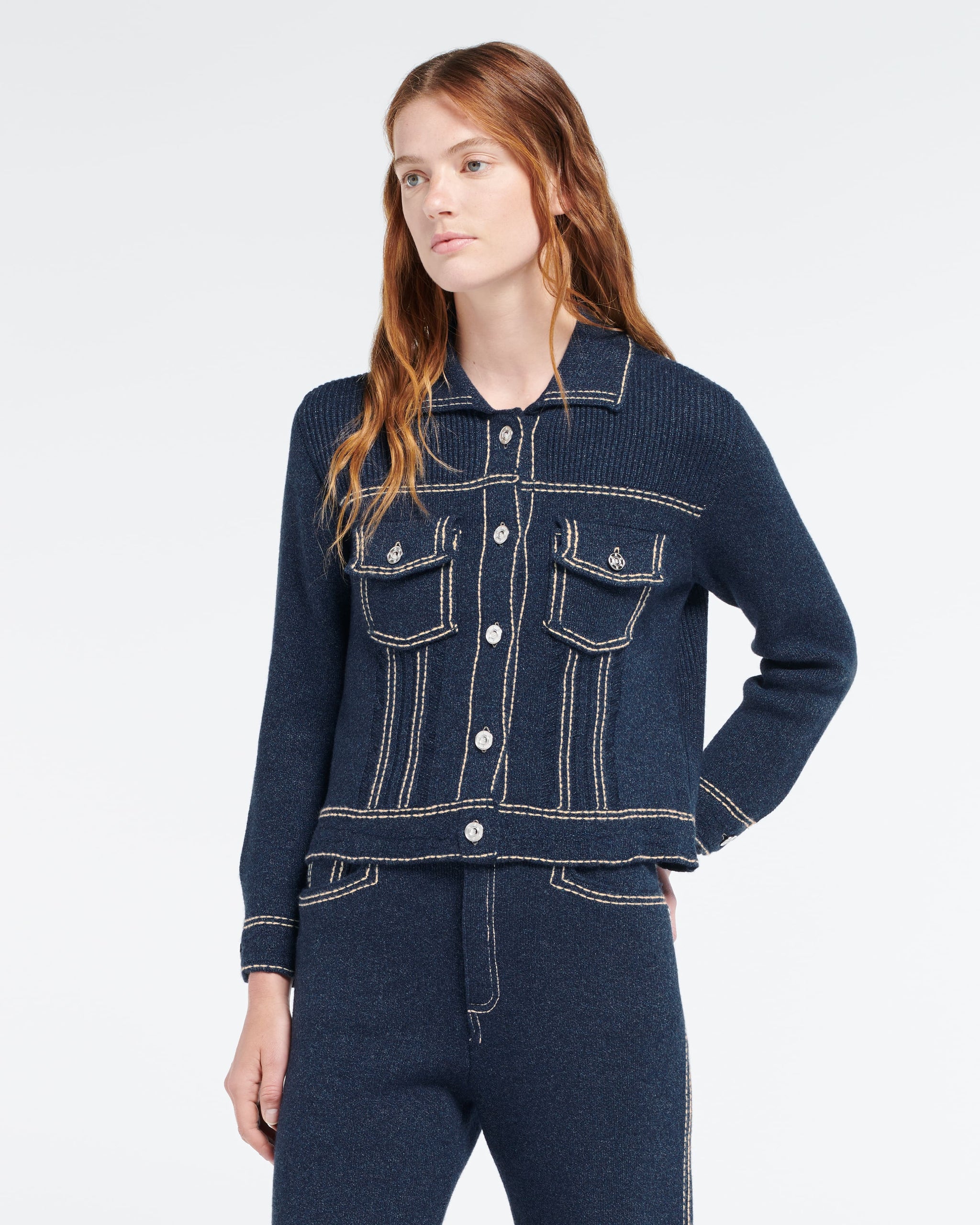 Veste Denim ajustée en cachemire et coton | Barrie - Barrie