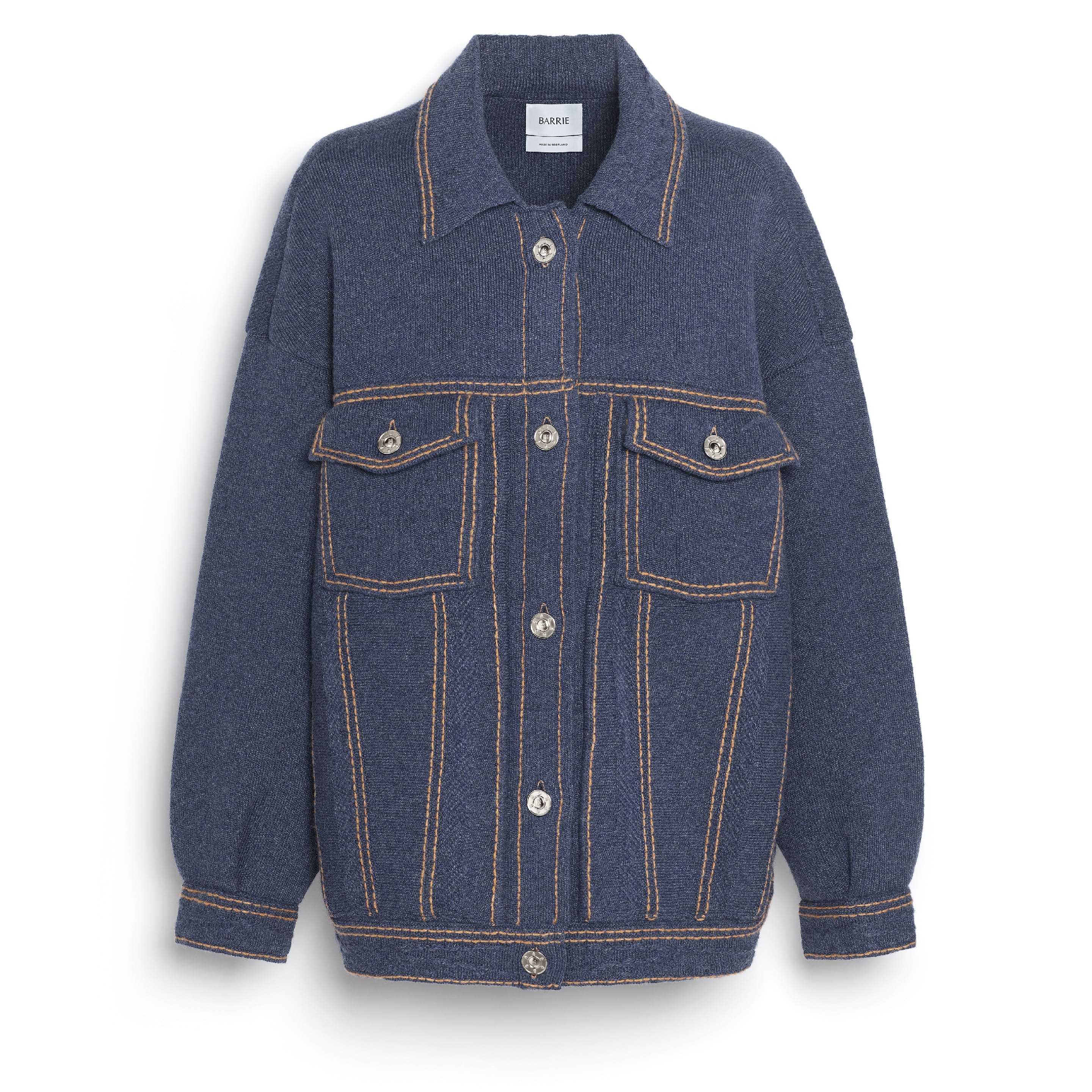 Denim oversized cashmere and cotton jacket
