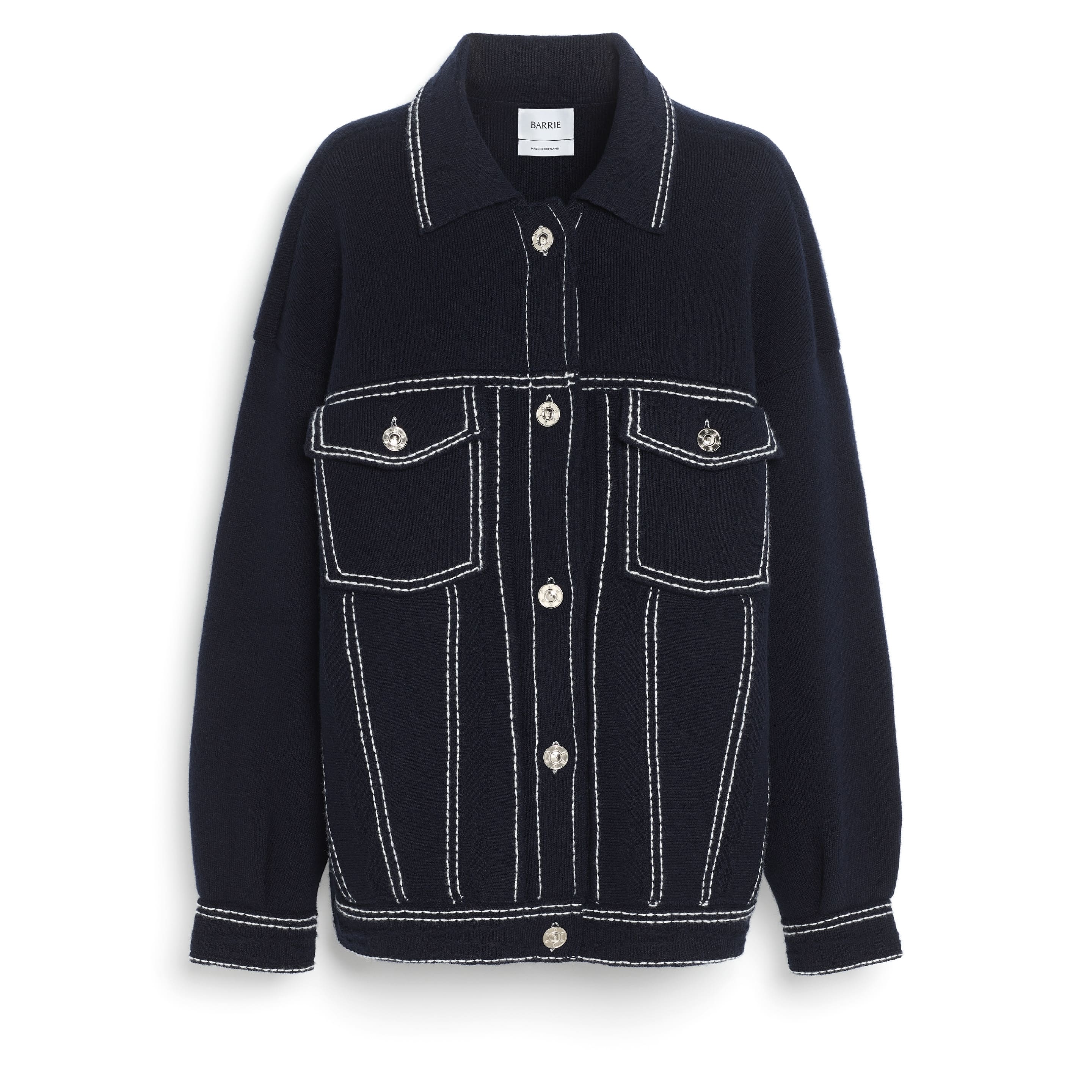 Denim oversized cashmere and cotton jacket