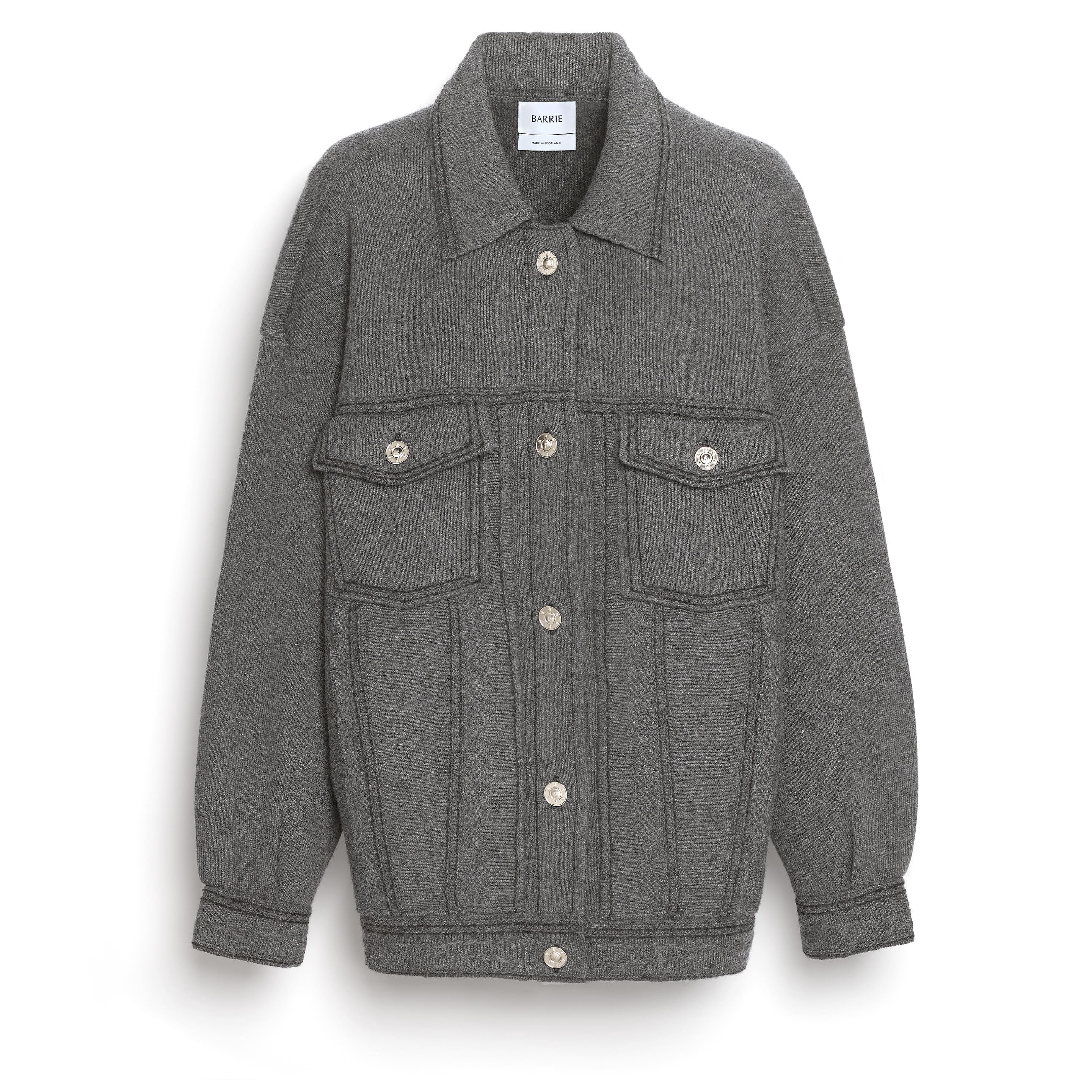 Denim oversized cashmere and cotton jacket