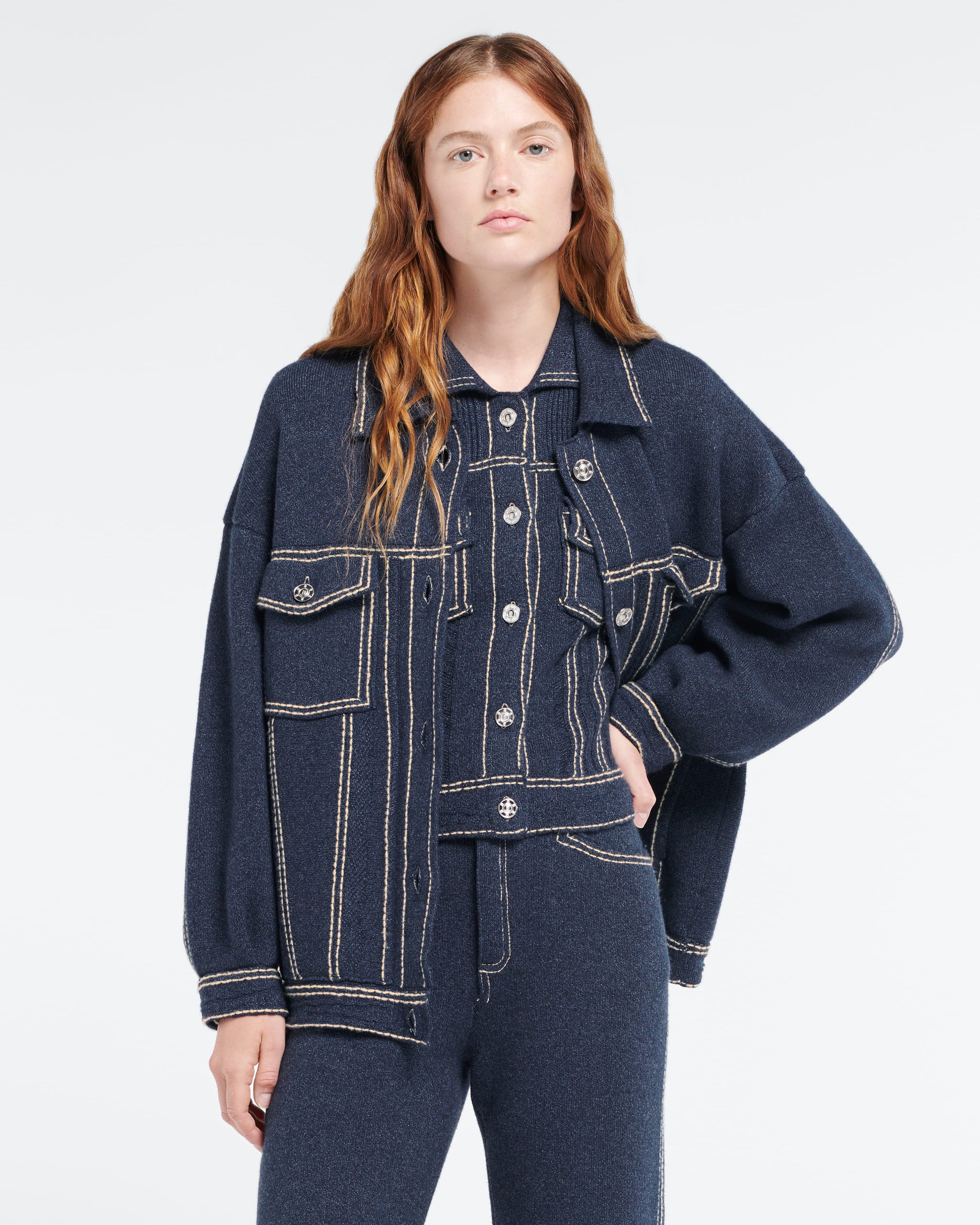 Veste Denim oversize en cachemire et coton | Barrie - Barrie