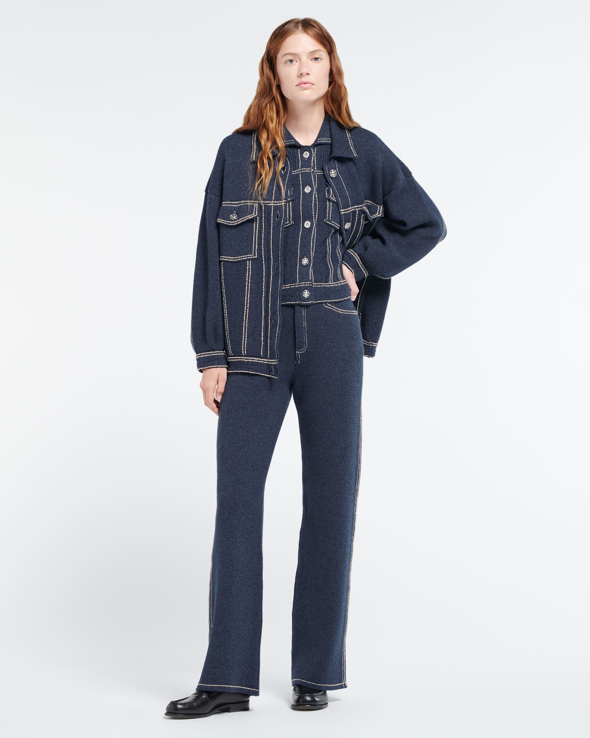 Veste Denim oversize en cachemire et coton | Barrie - Barrie