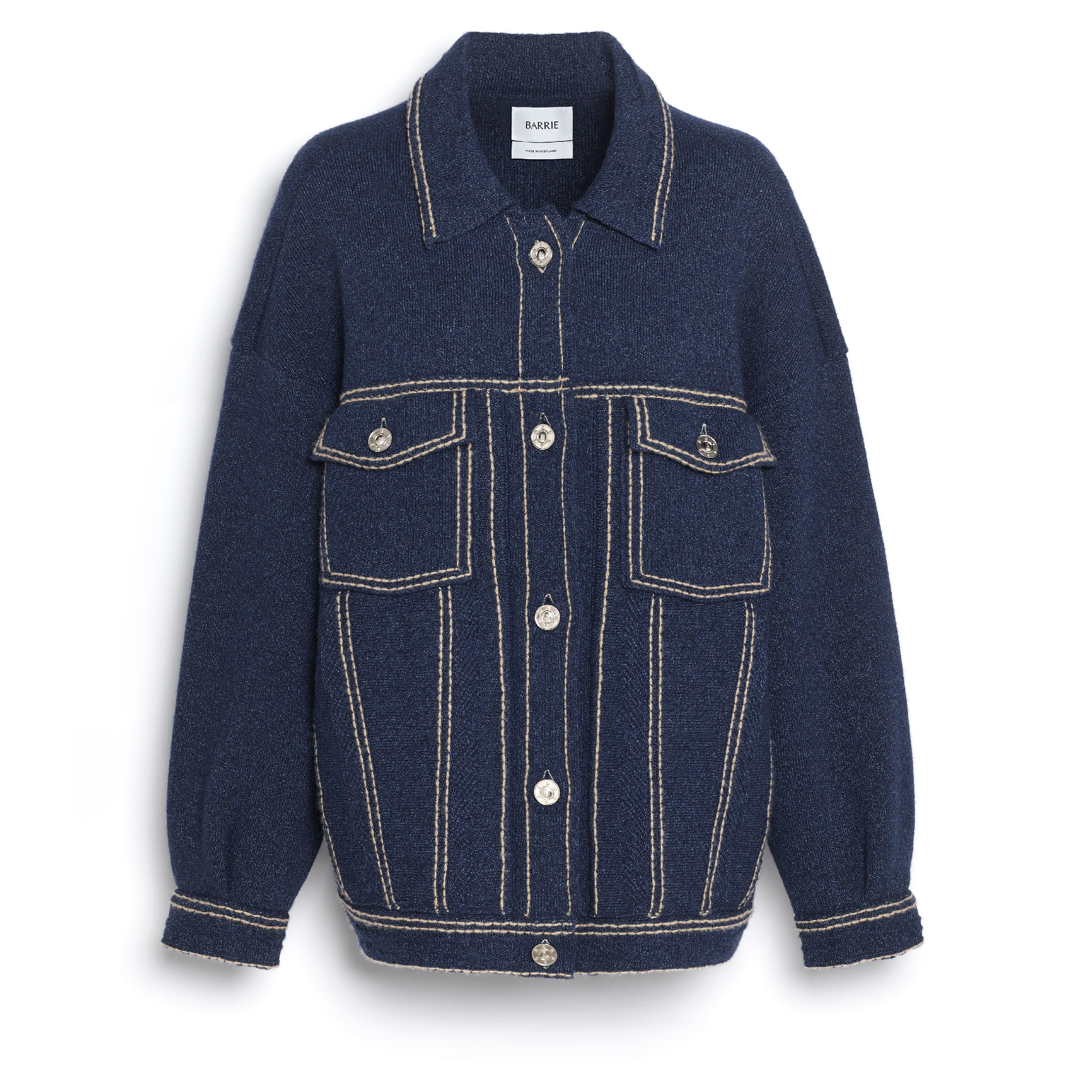 Denim oversized cashmere and cotton jacket