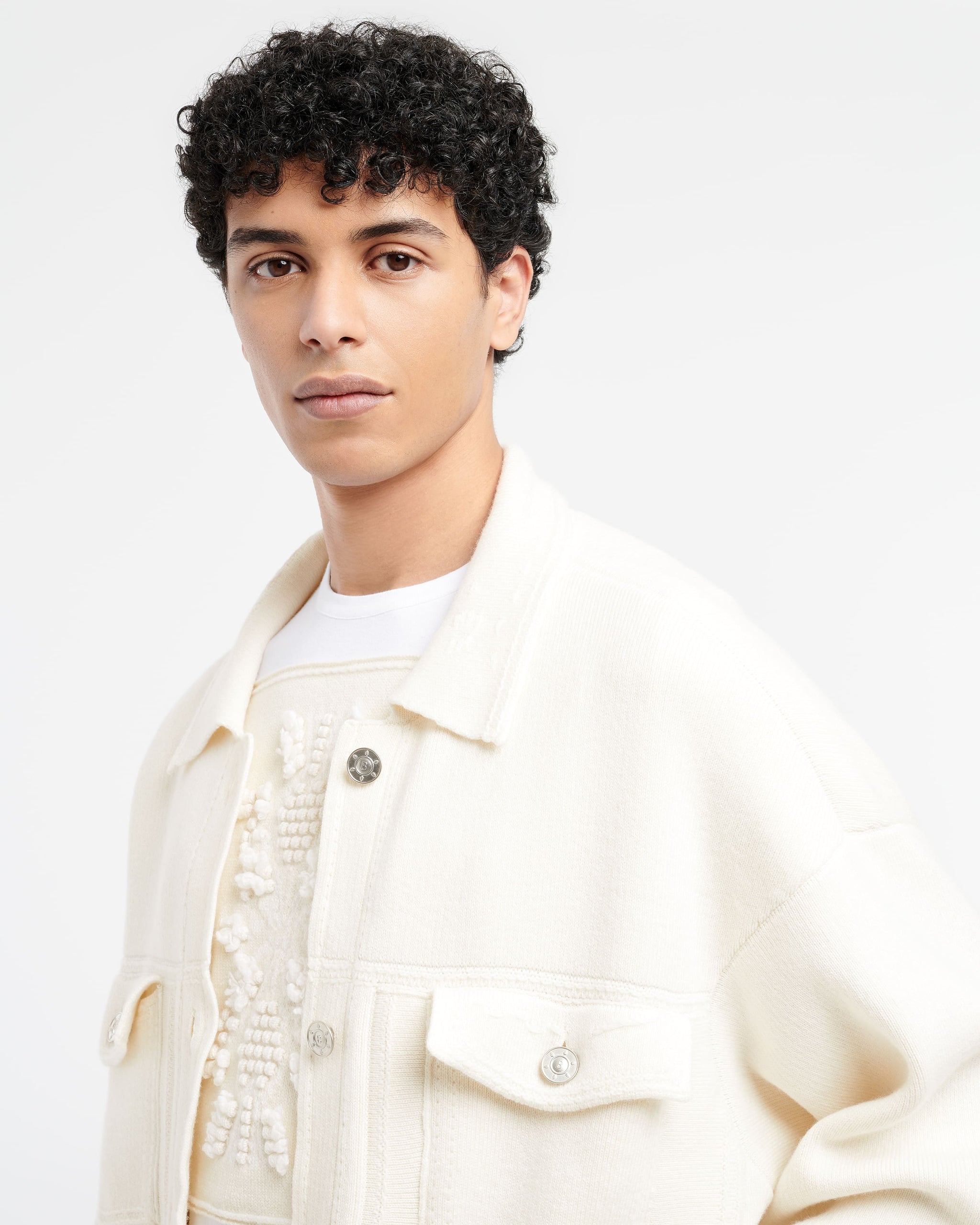 Denim oversized cashmere and cotton jacket | Barrie - Barrie