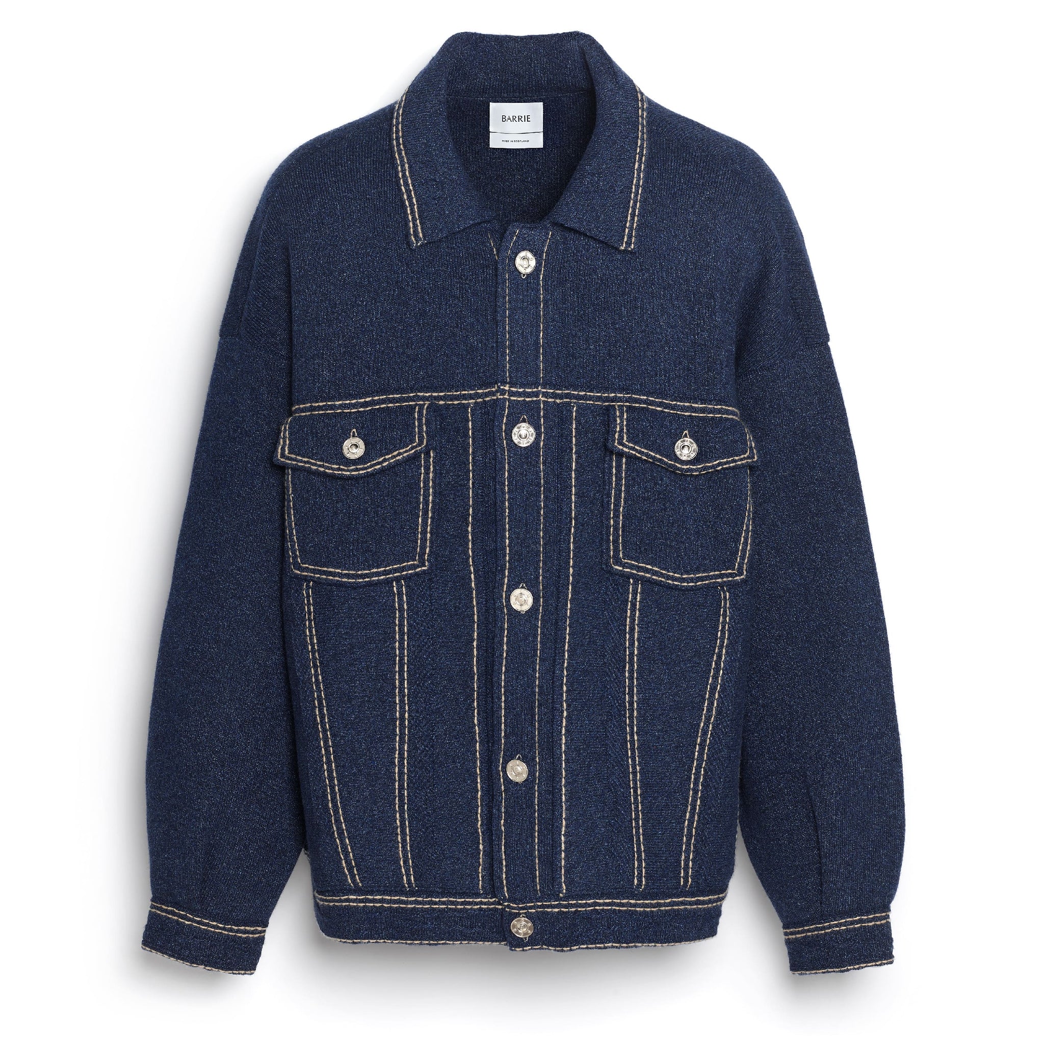 Denim oversized cashmere and cotton jacket | Barrie - Barrie