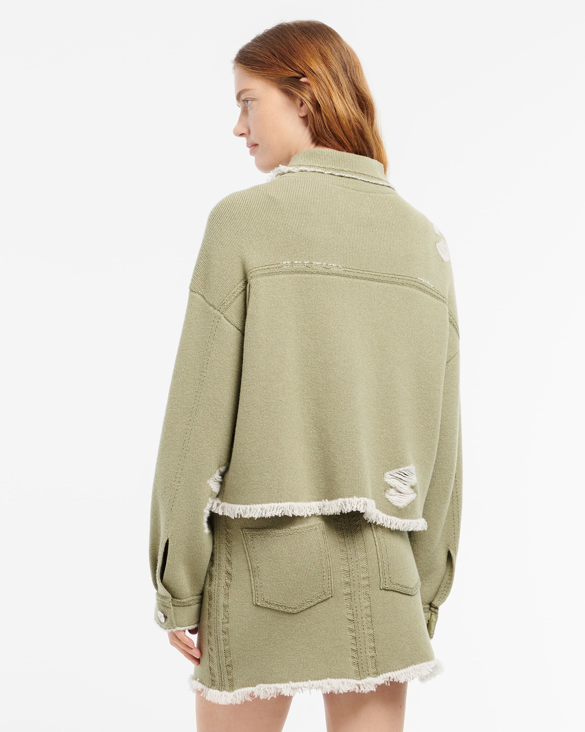 Veste Denim à franges en cachemire et coton | Barrie - Barrie