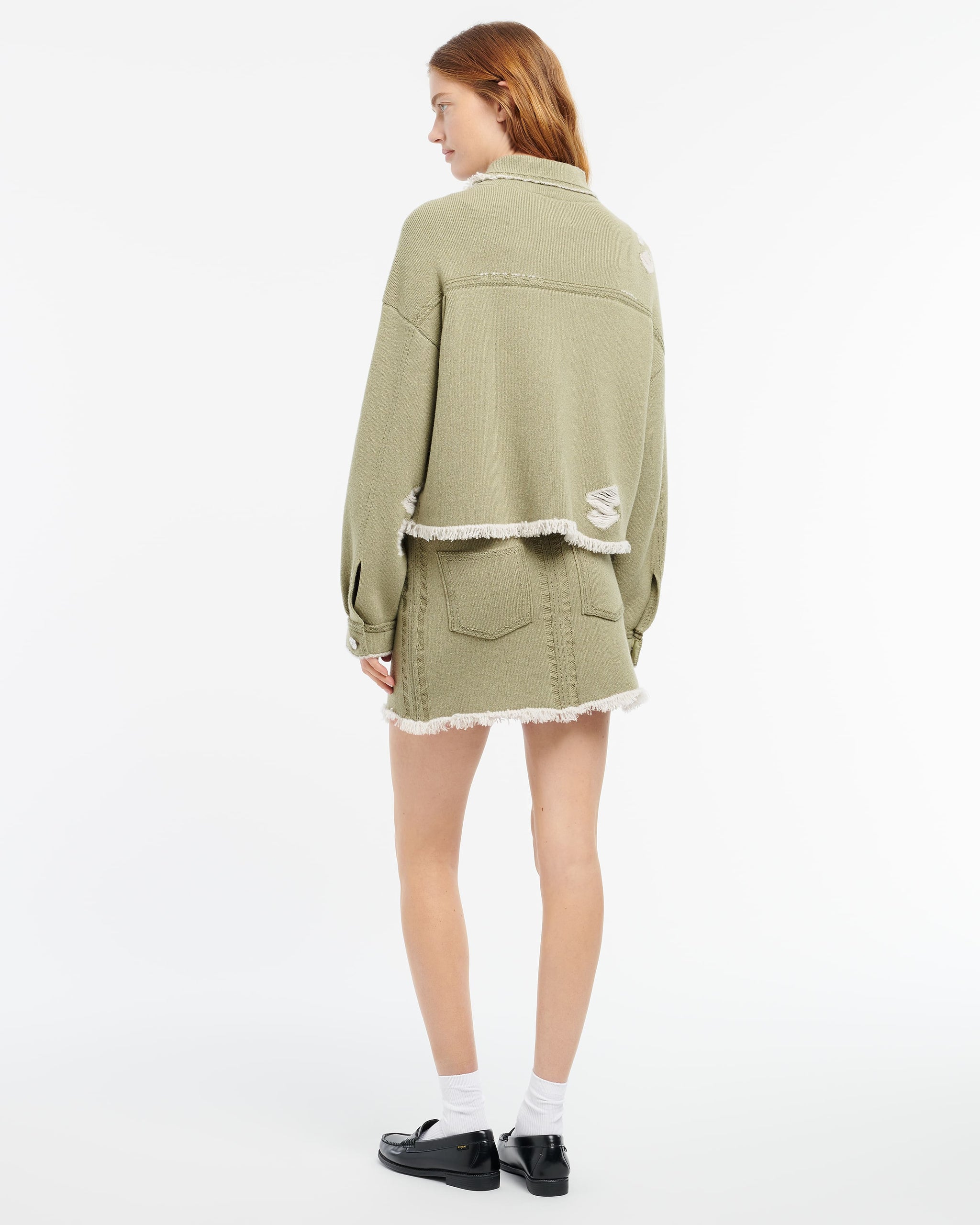 Veste Denim à franges en cachemire et coton | Barrie - Barrie