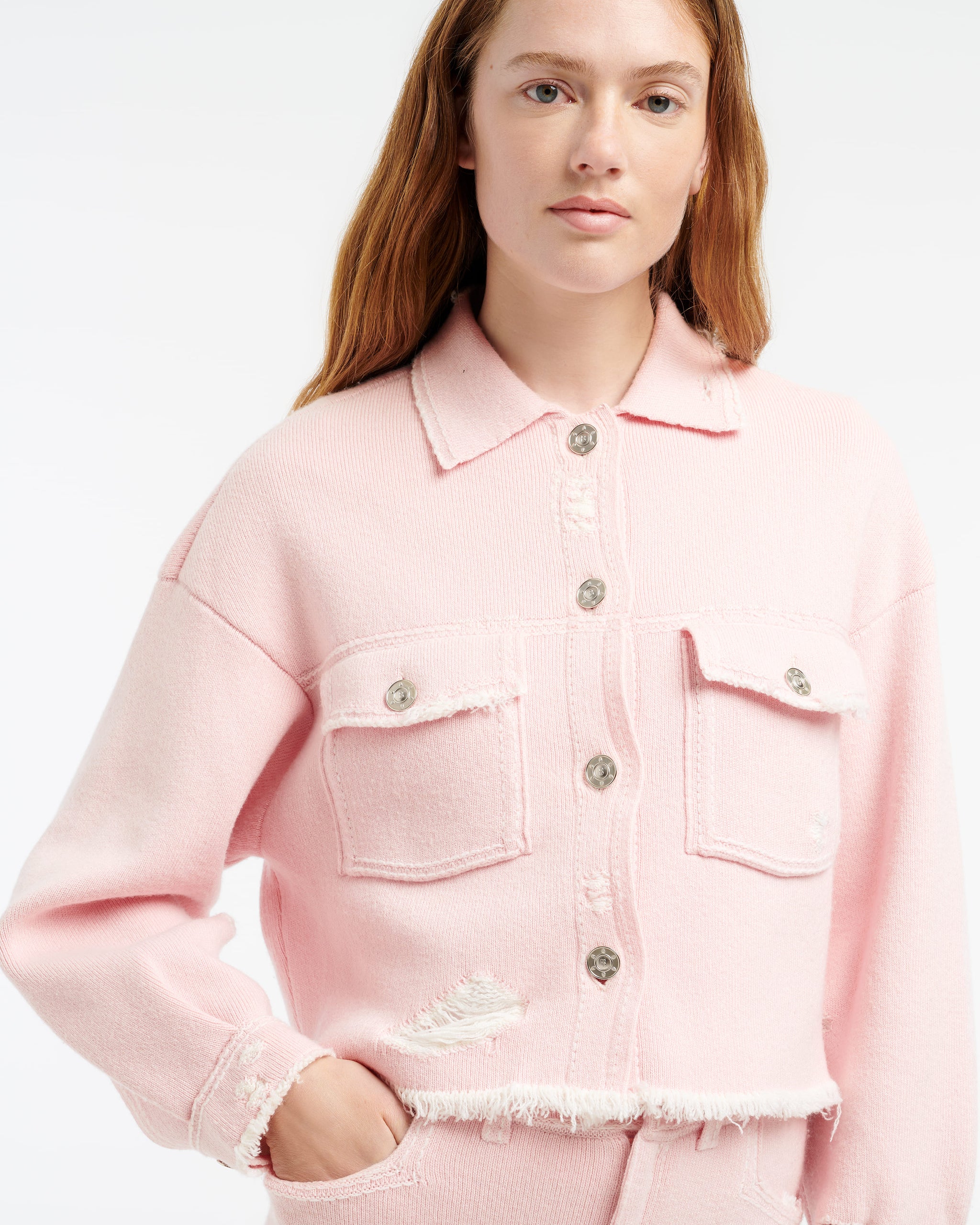 Veste Denim à franges en cachemire et coton | Barrie - Barrie