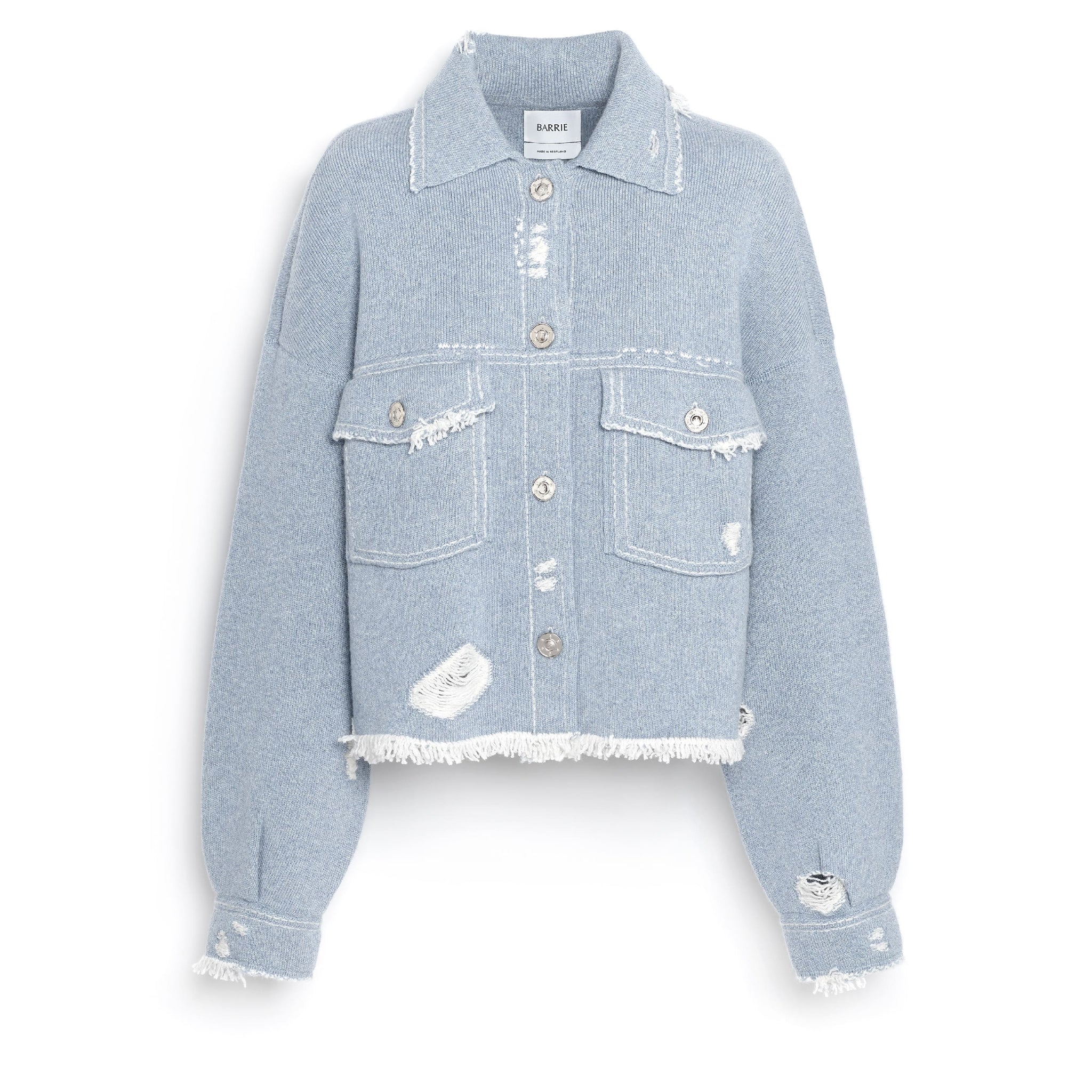 Veste Denim à franges en cachemire et coton | Barrie - Barrie