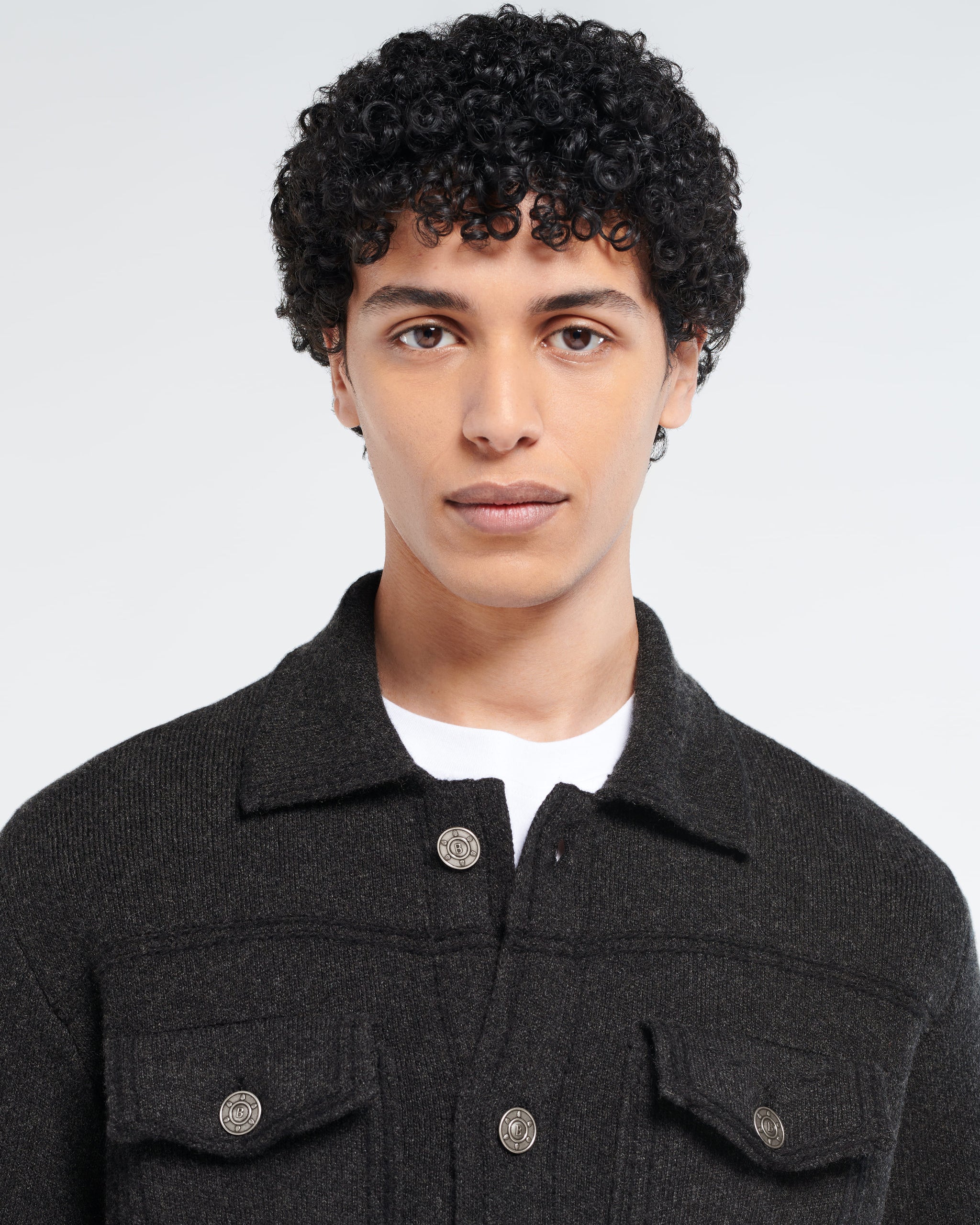 Denim fitted cashmere and cotton jacket | Barrie - Barrie