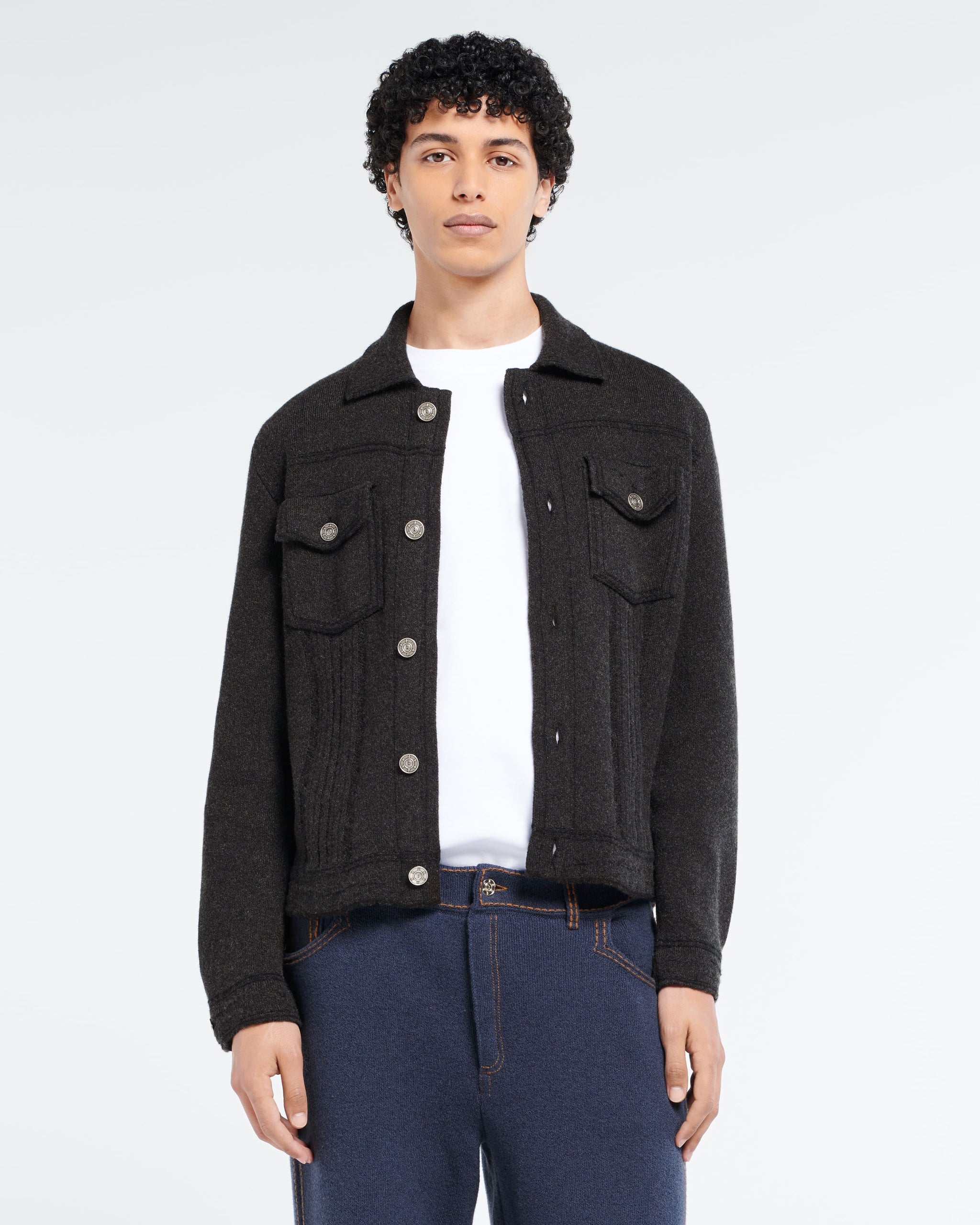 캐시미어와 면 피티드 데님 재킷 | Barrie - Barrie