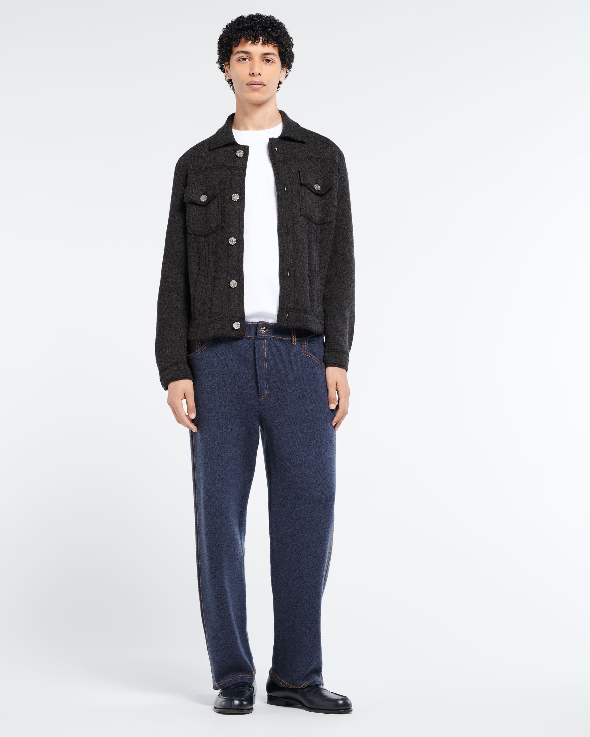 캐시미어와 면 피티드 데님 재킷 | Barrie - Barrie