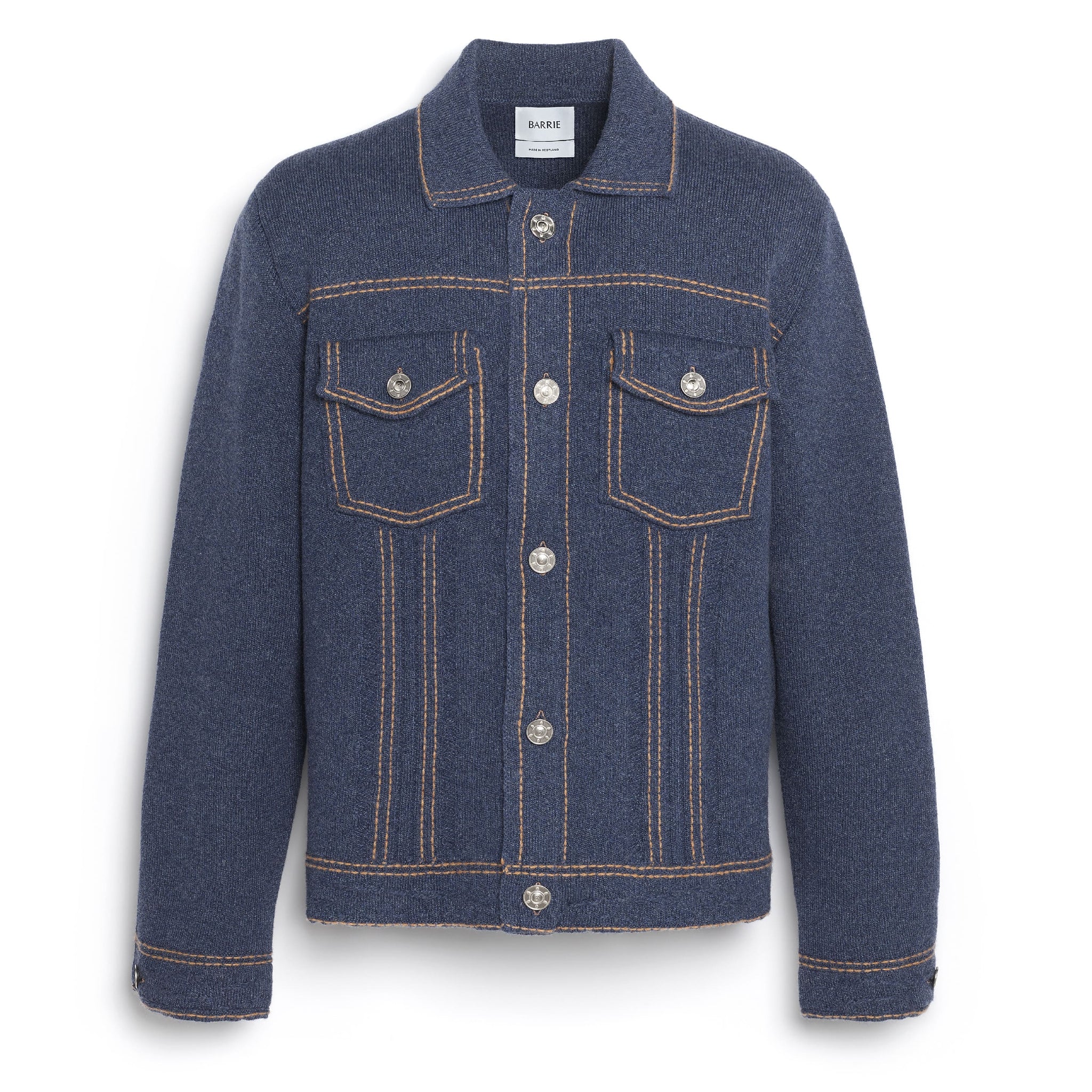 Denim fitted cashmere and cotton jacket | Barrie - Barrie