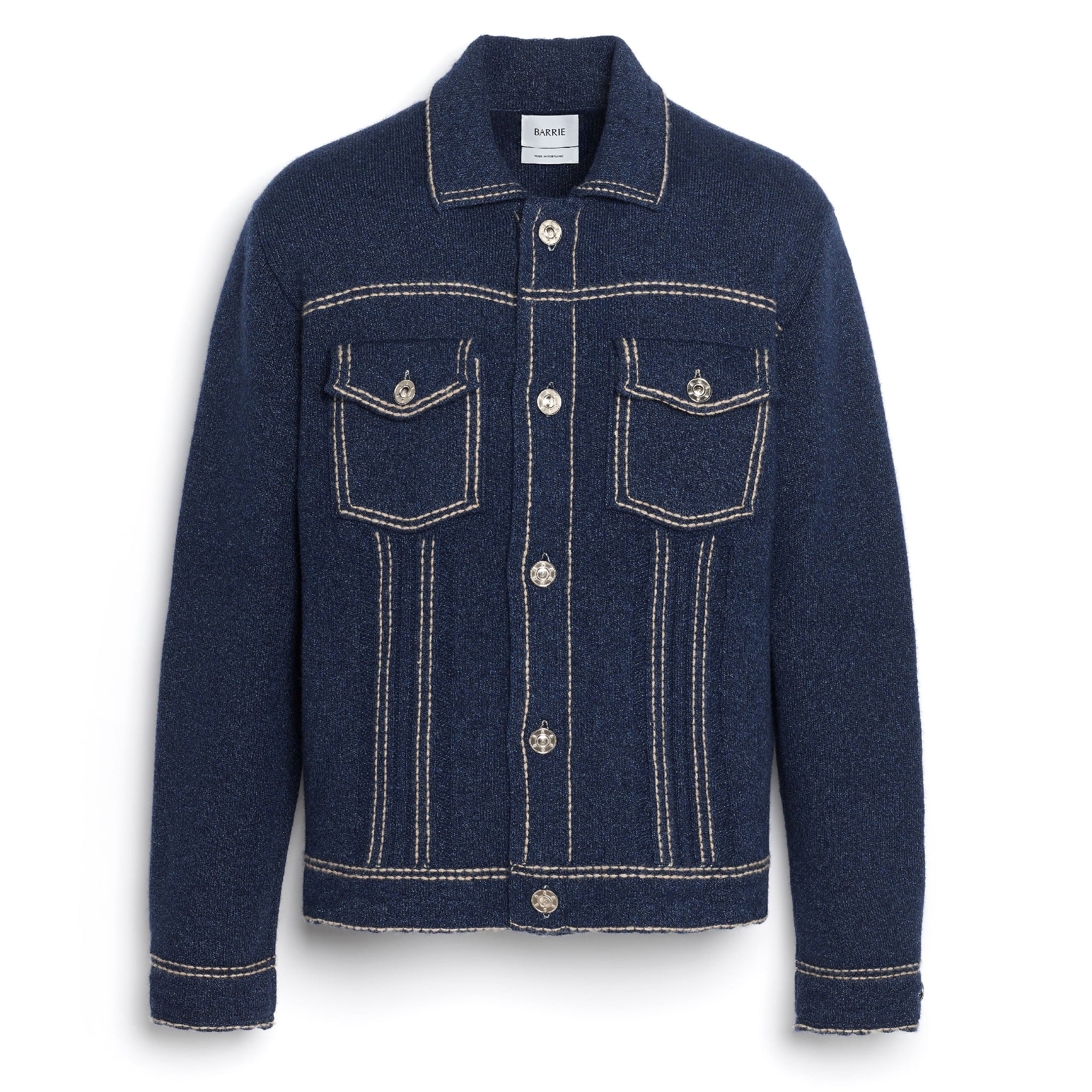 Denim fitted cashmere and cotton jacket | Barrie - Barrie