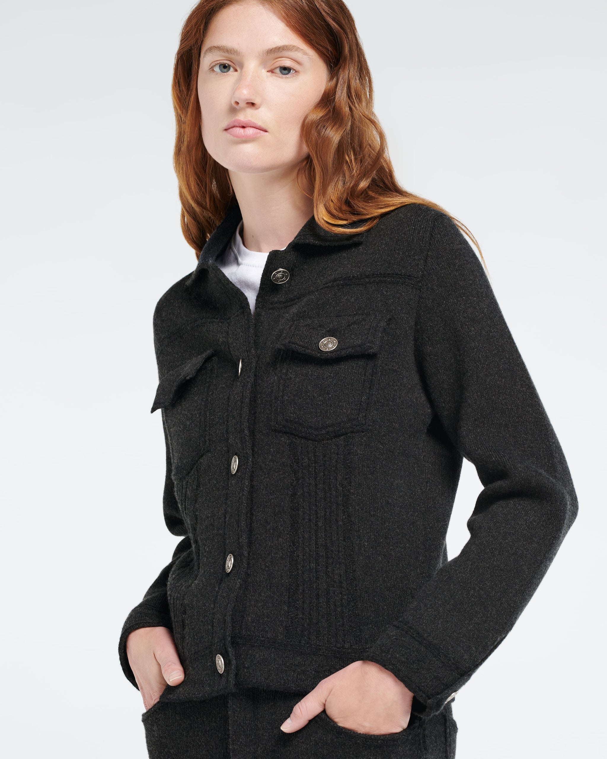 Veste Denim en cachemire et coton à coupe droite | Barrie - Barrie