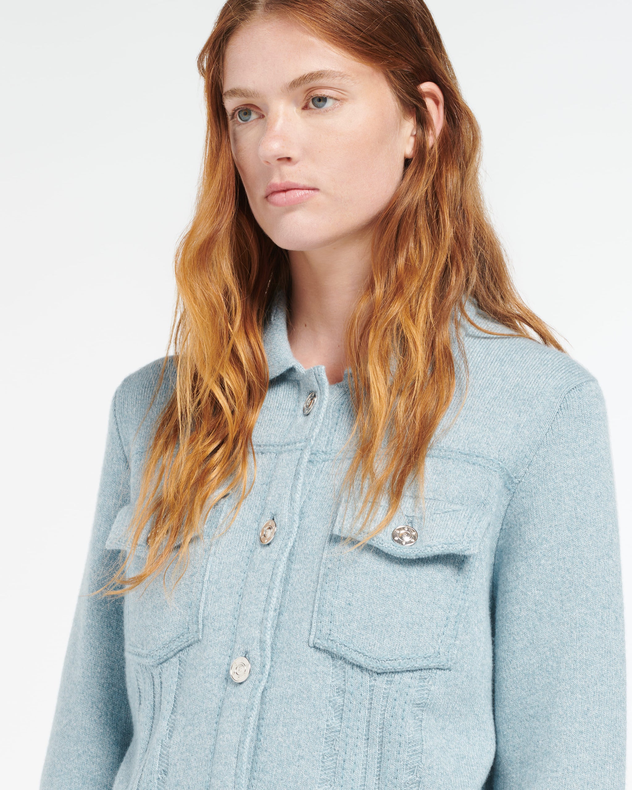 Veste Denim en cachemire et coton à coupe droite | Barrie - Barrie
