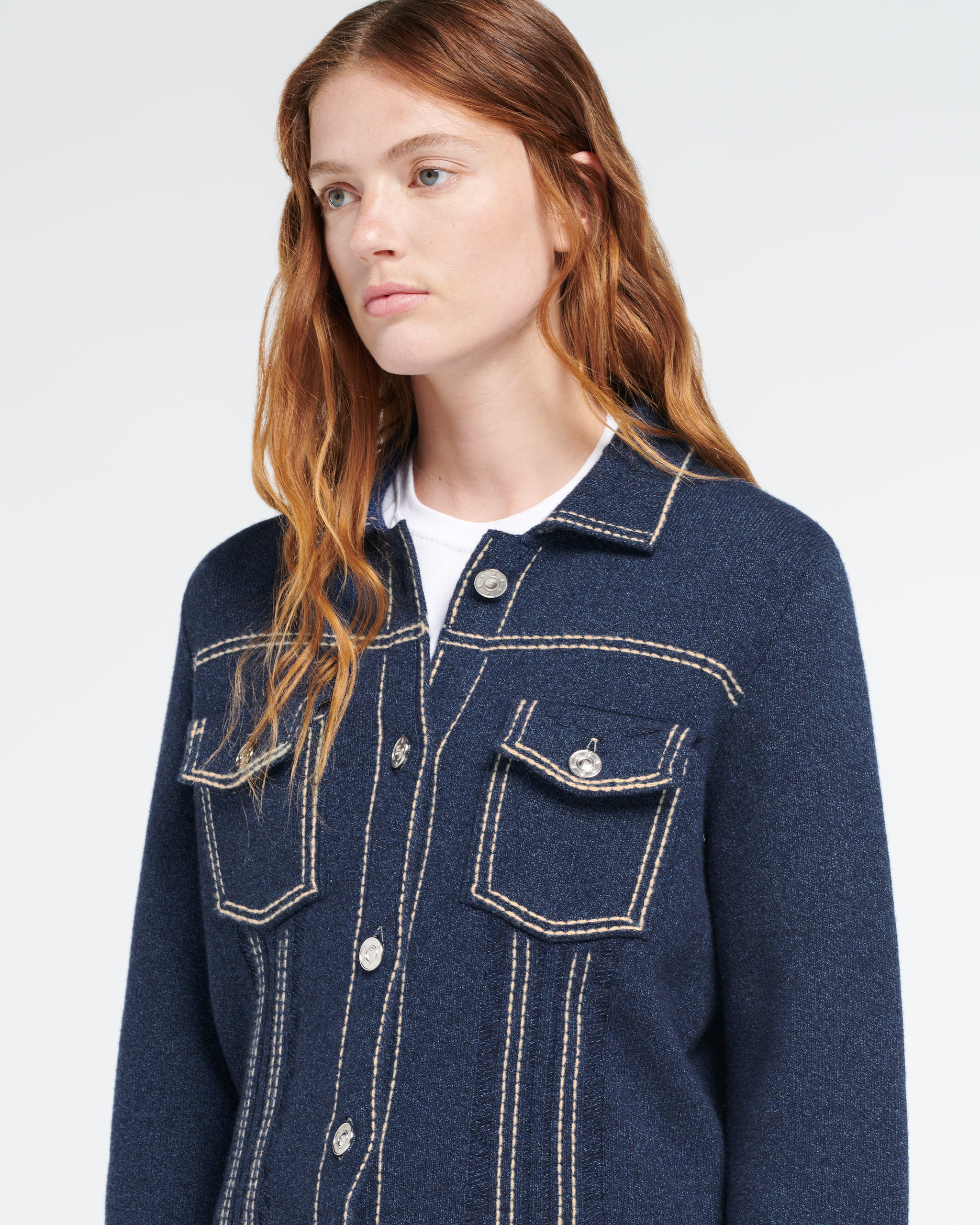 Veste Denim en cachemire et coton à coupe droite | Barrie - Barrie