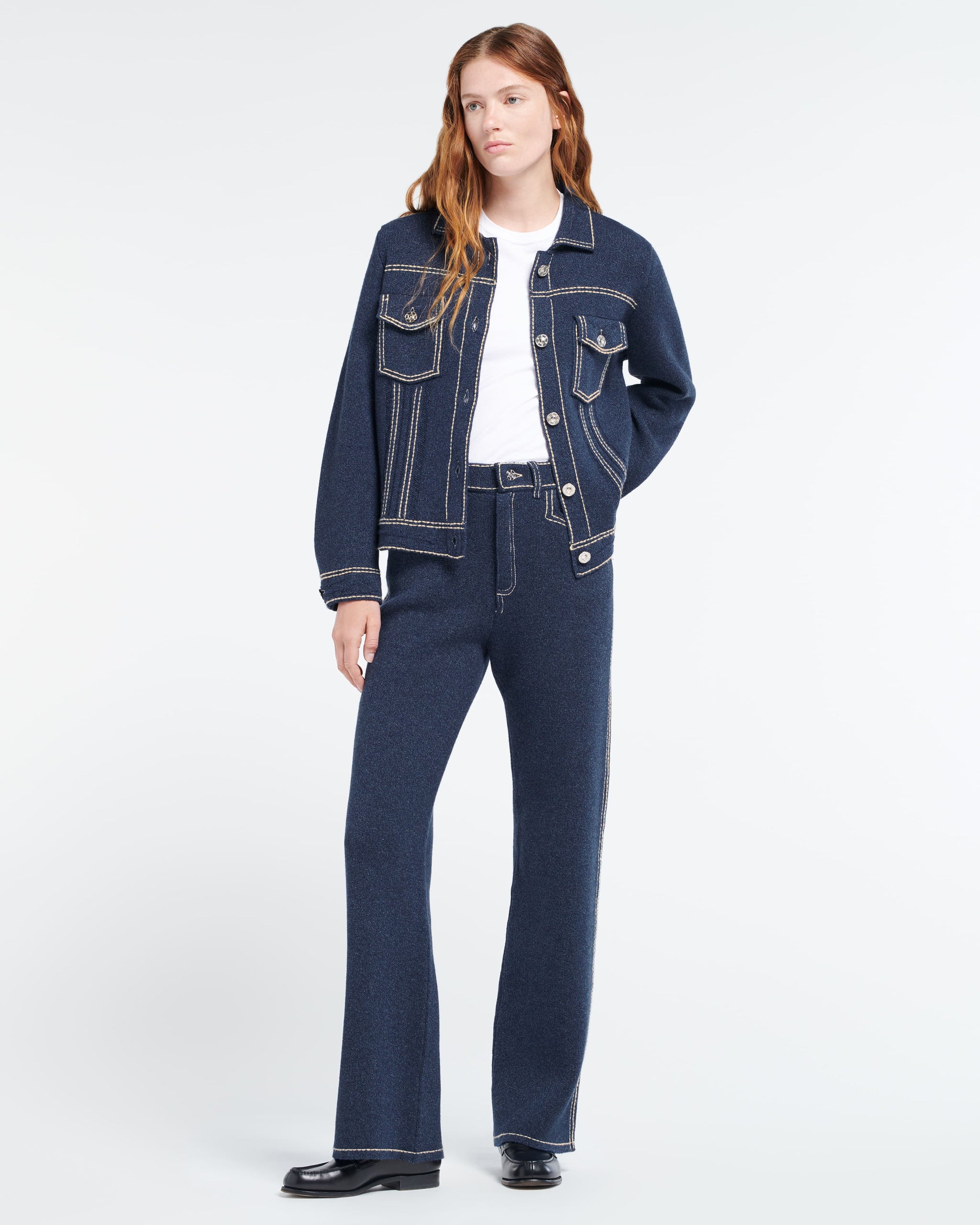 Veste Denim en cachemire et coton à coupe droite | Barrie - Barrie