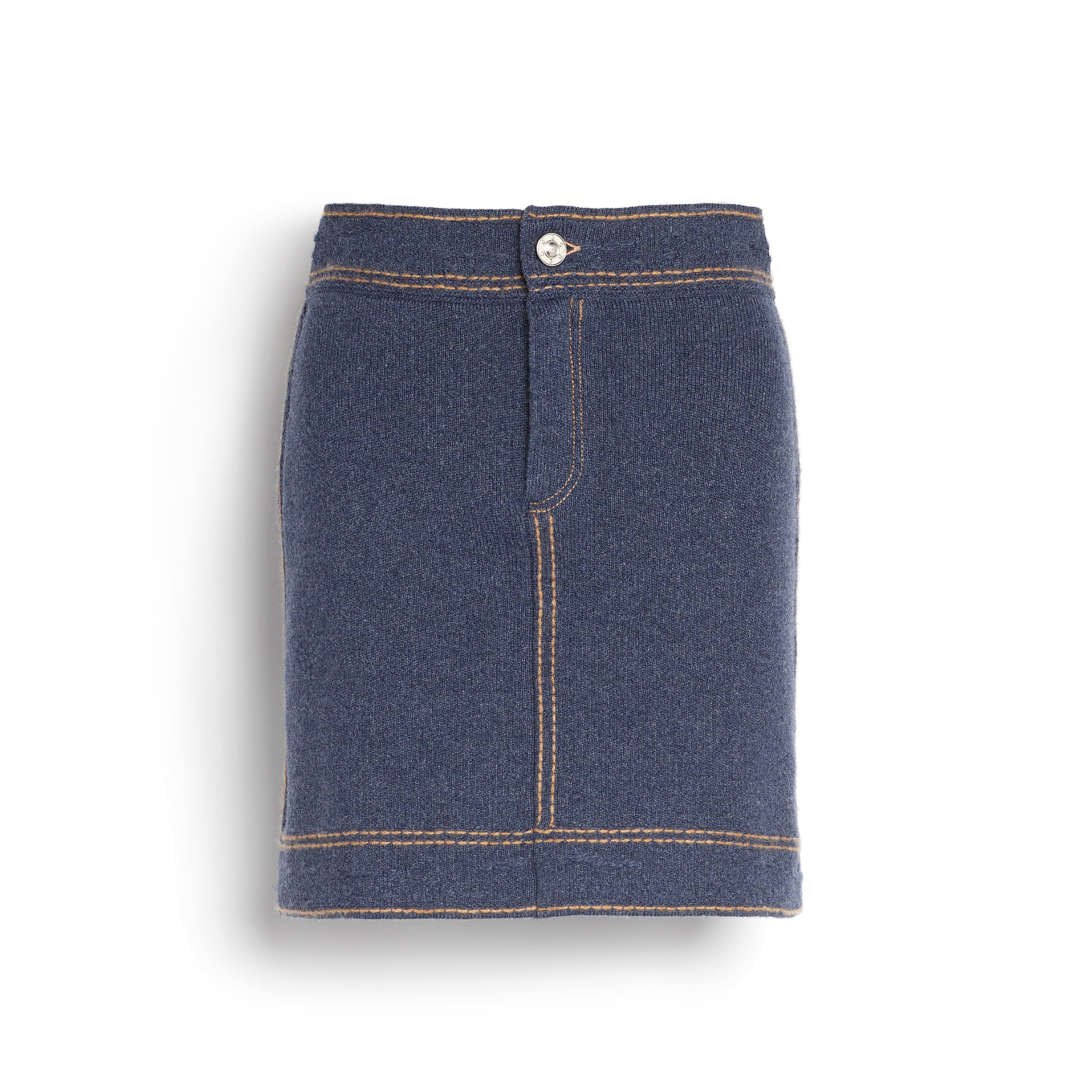 Denim cashmere and cotton skirt